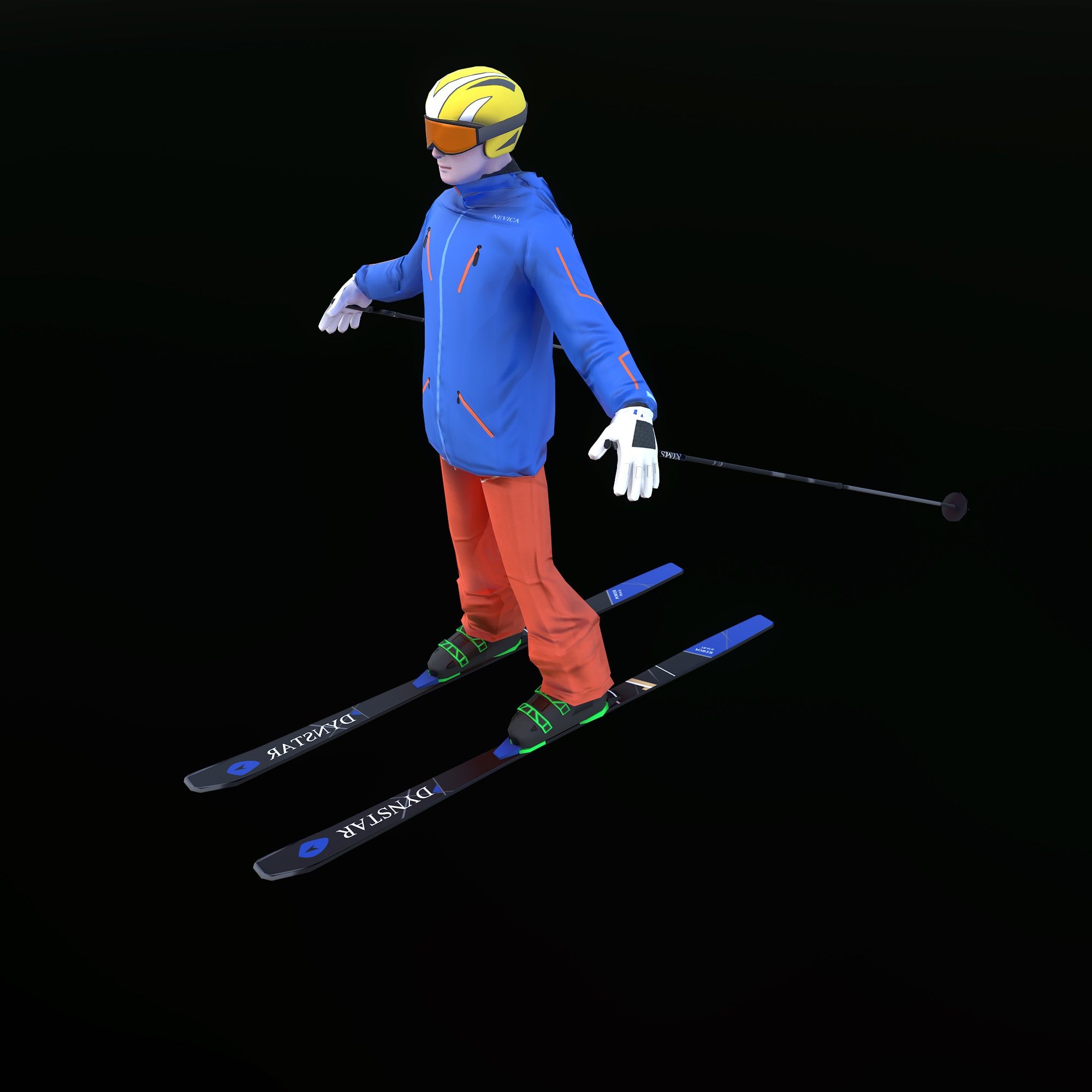Skier Rigged 3d Character 3D Model