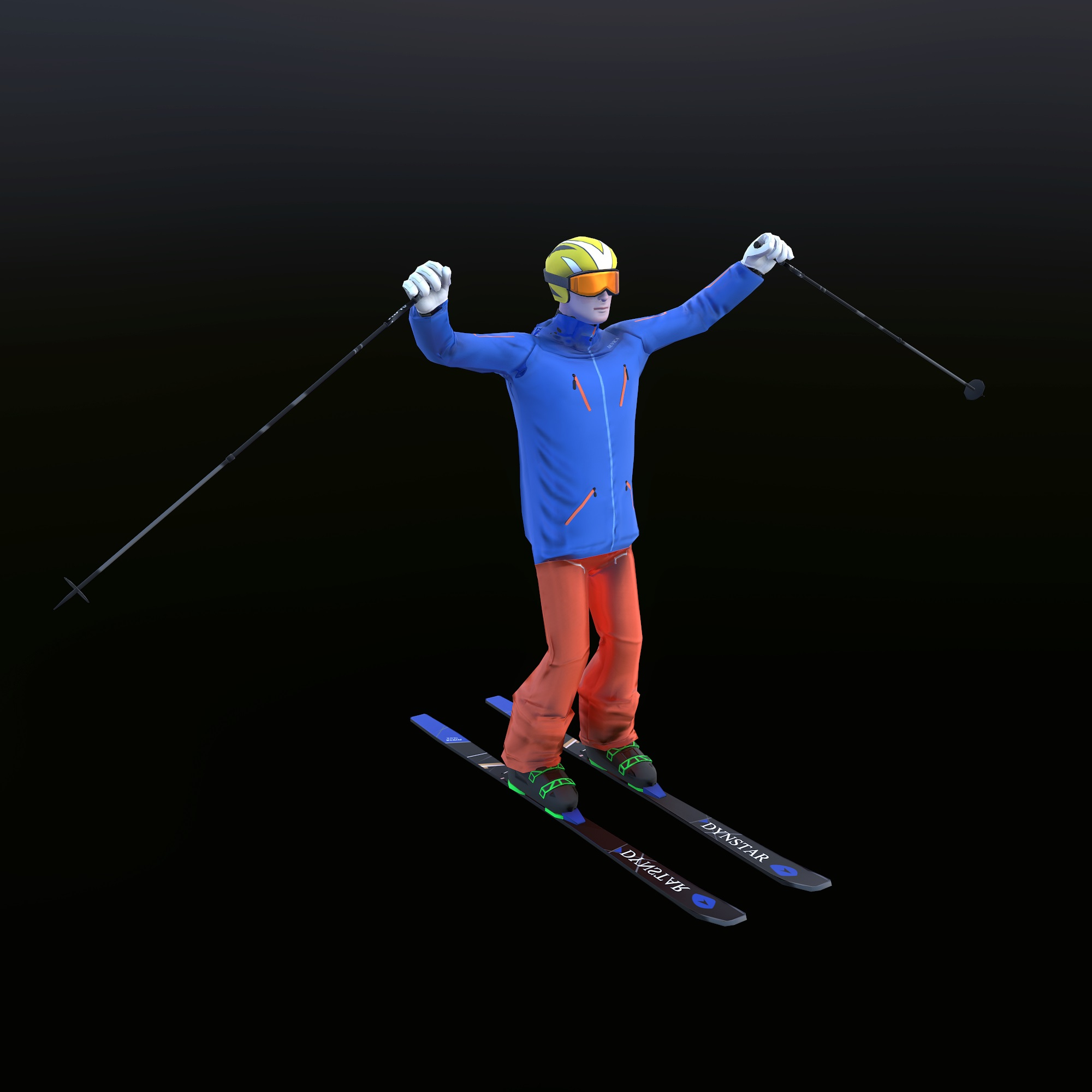 Skier Rigged 3d Character 3D Model
