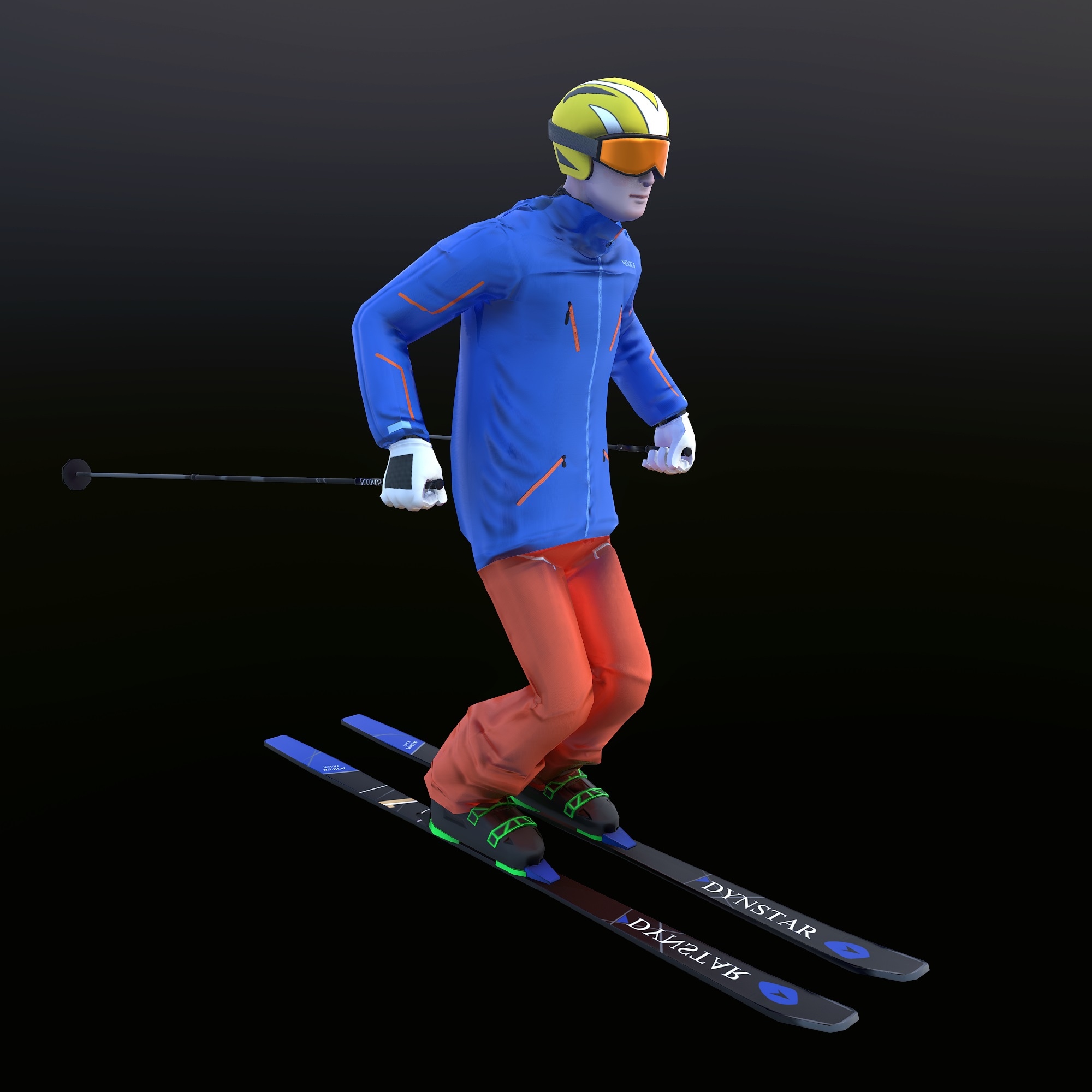 Skier Rigged 3d Character 3D Model
