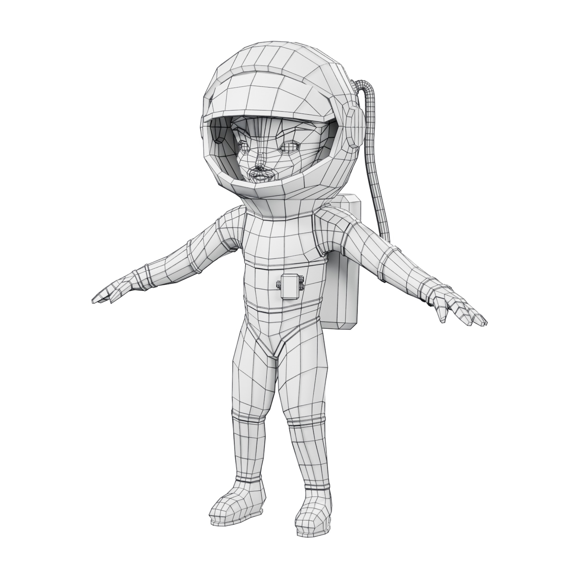 Woman Astronaut Cartoon Character Rigged 3D Model