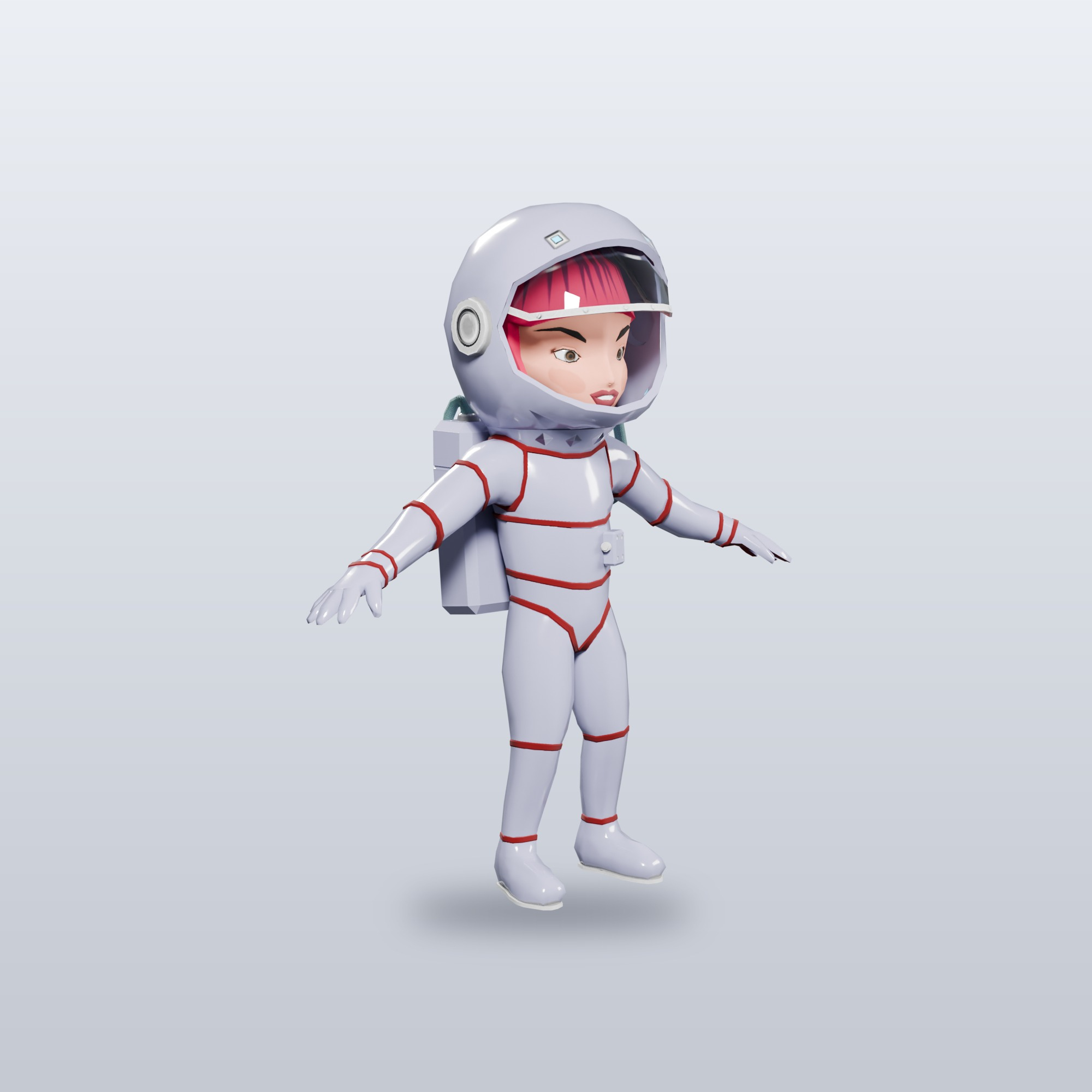 Woman Astronaut Cartoon Character Rigged 3D Model