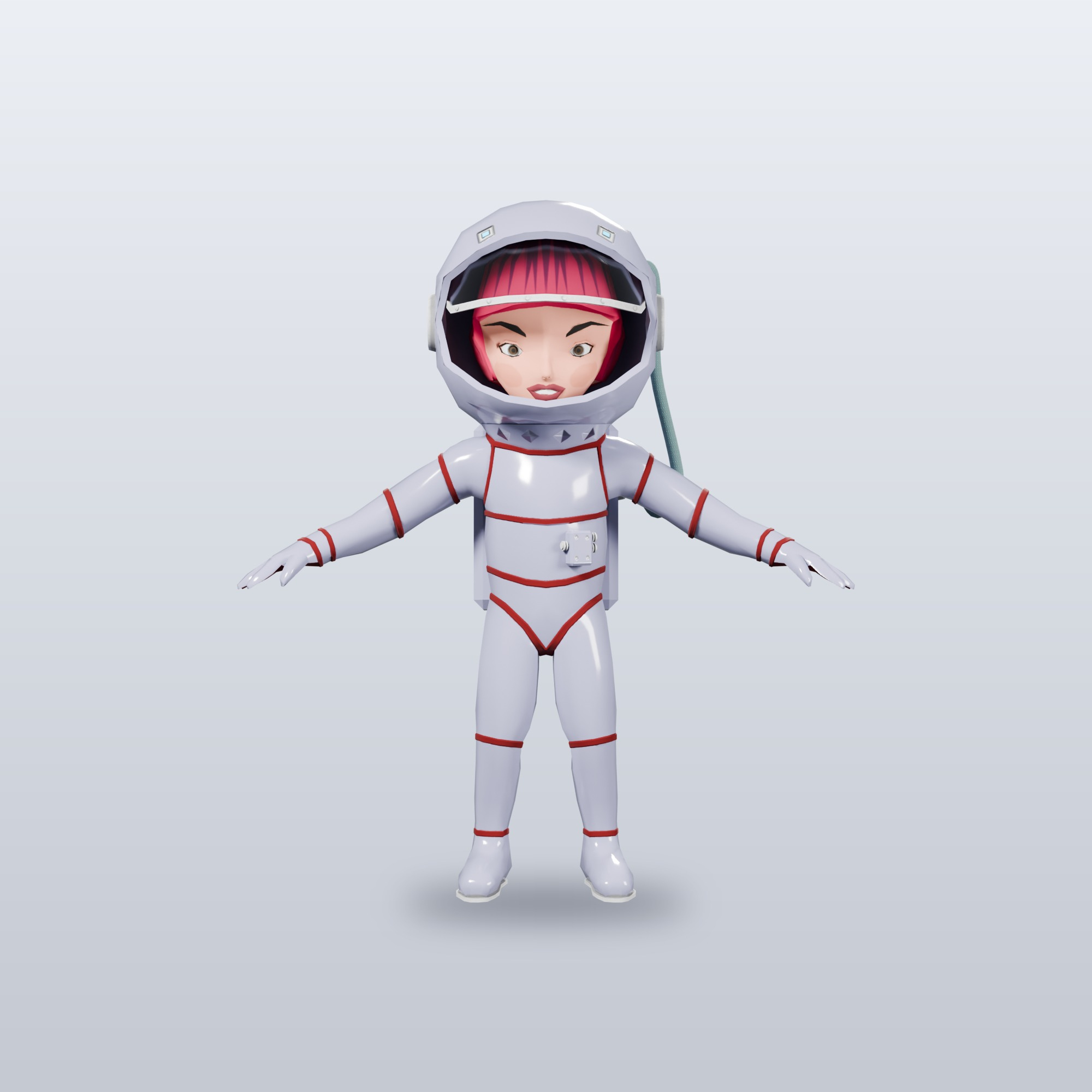 Woman Astronaut Cartoon Character Rigged 3D Model