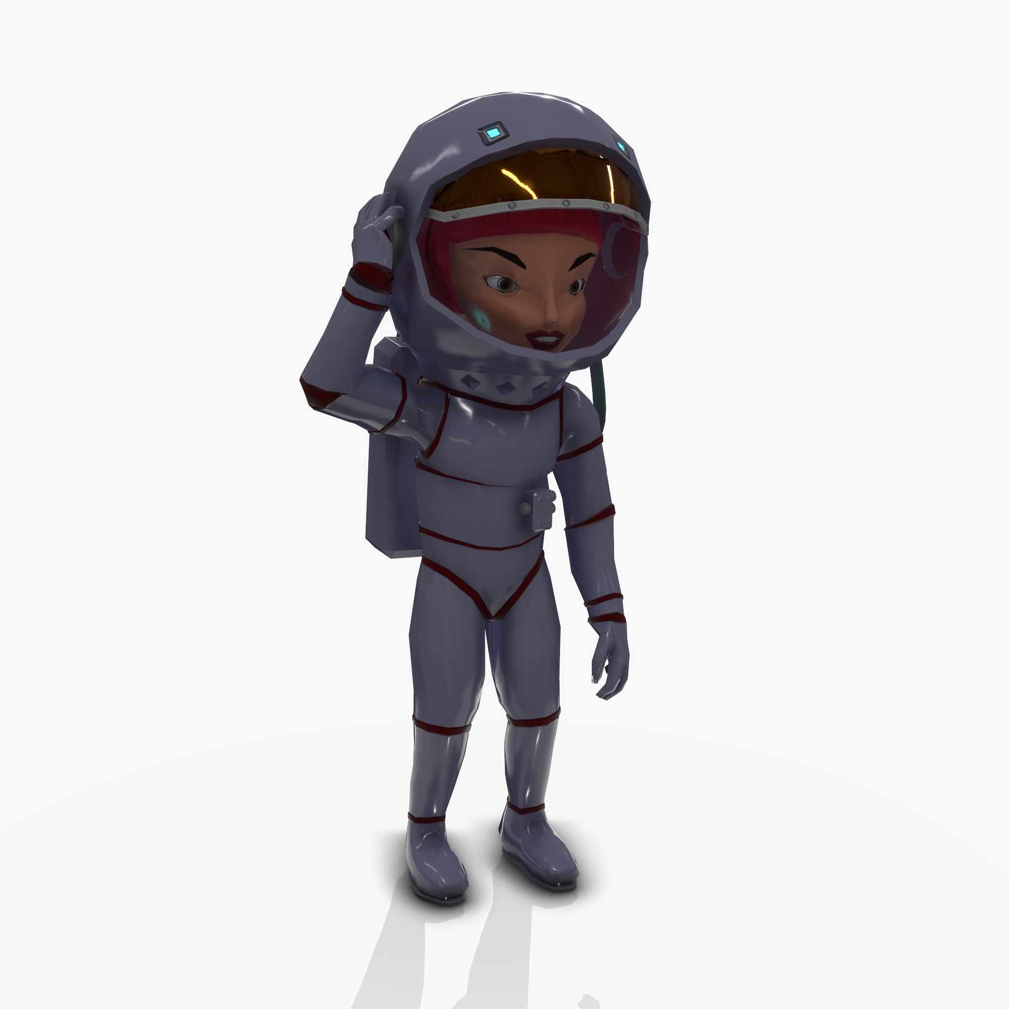 Woman Astronaut Cartoon Character Rigged 3D Model