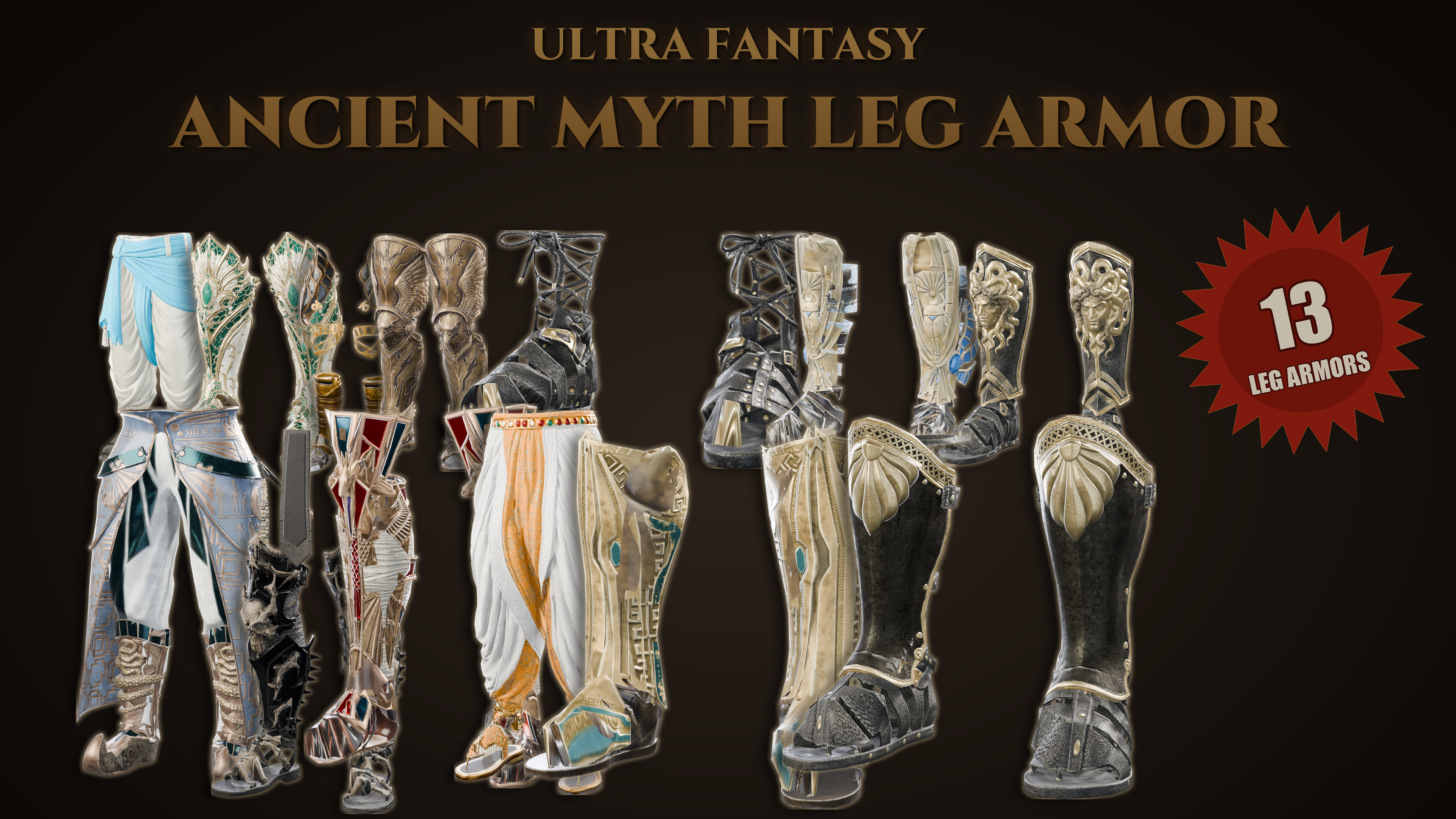 Fantasy Ancient Myth Leg Armor Pack 3D Model
