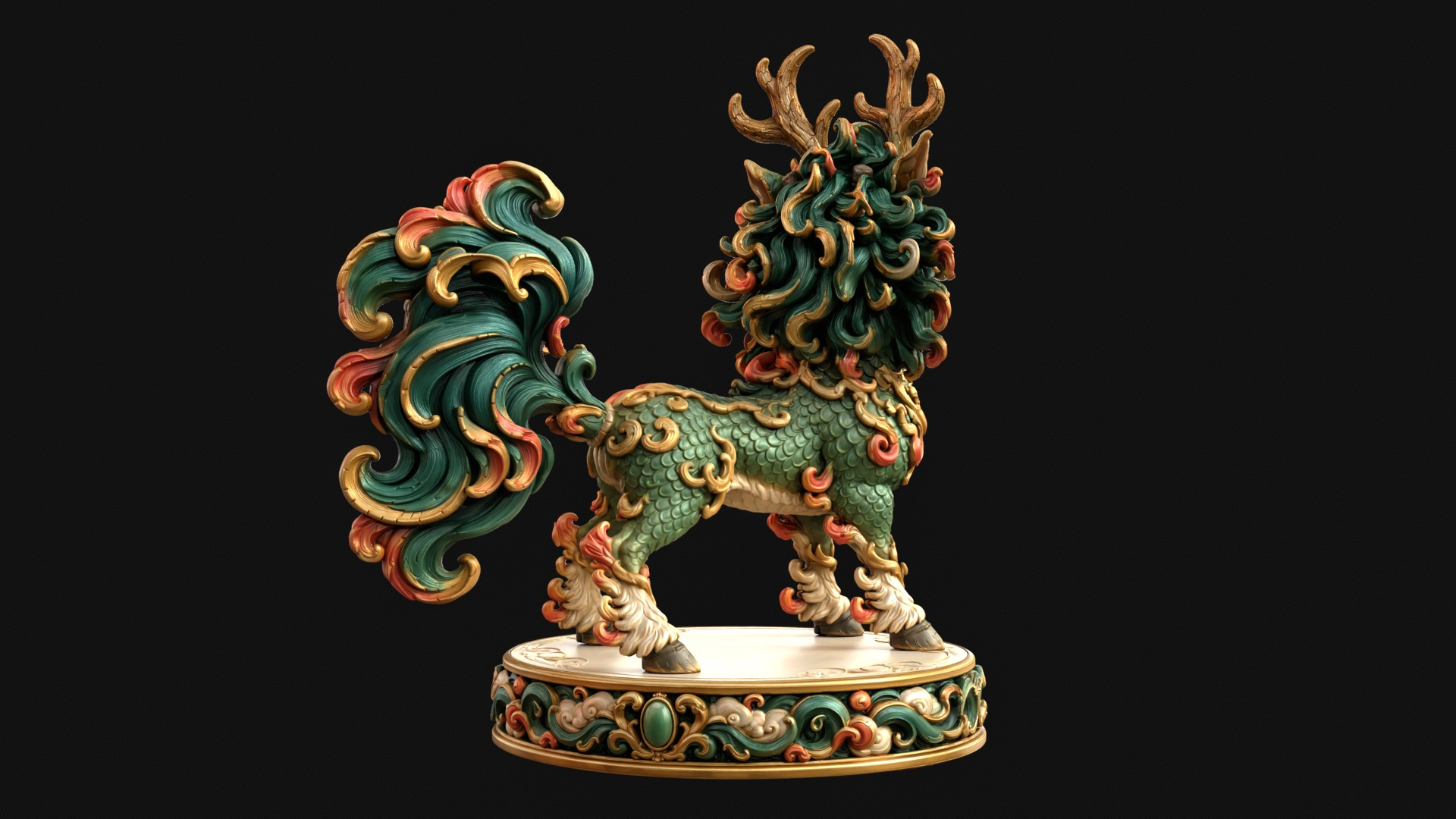 Kirin Mythical Guardian 3D Print Ready Figurine 3D Model