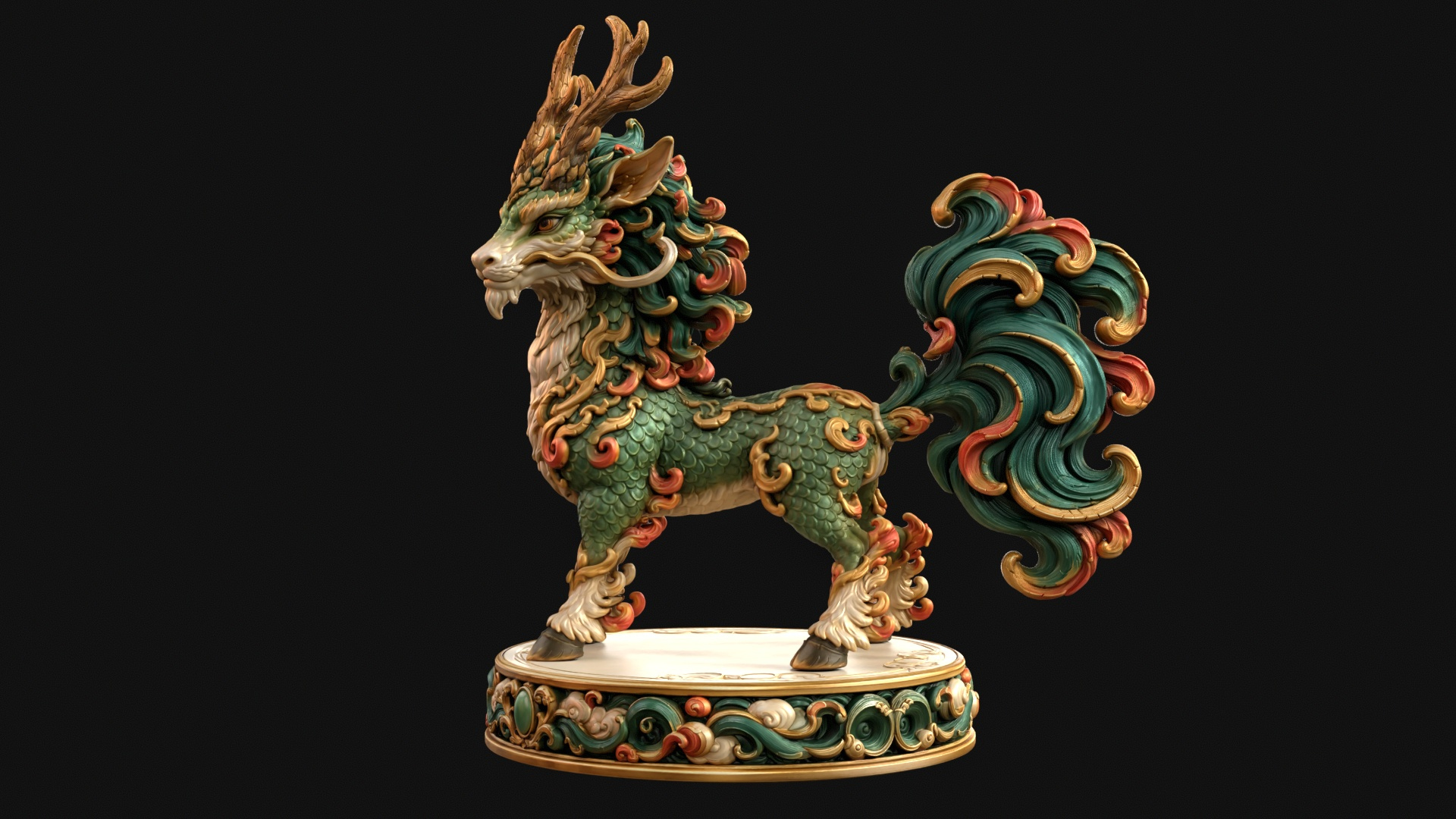 Kirin Mythical Guardian 3D Print Ready Figurine 3D Model