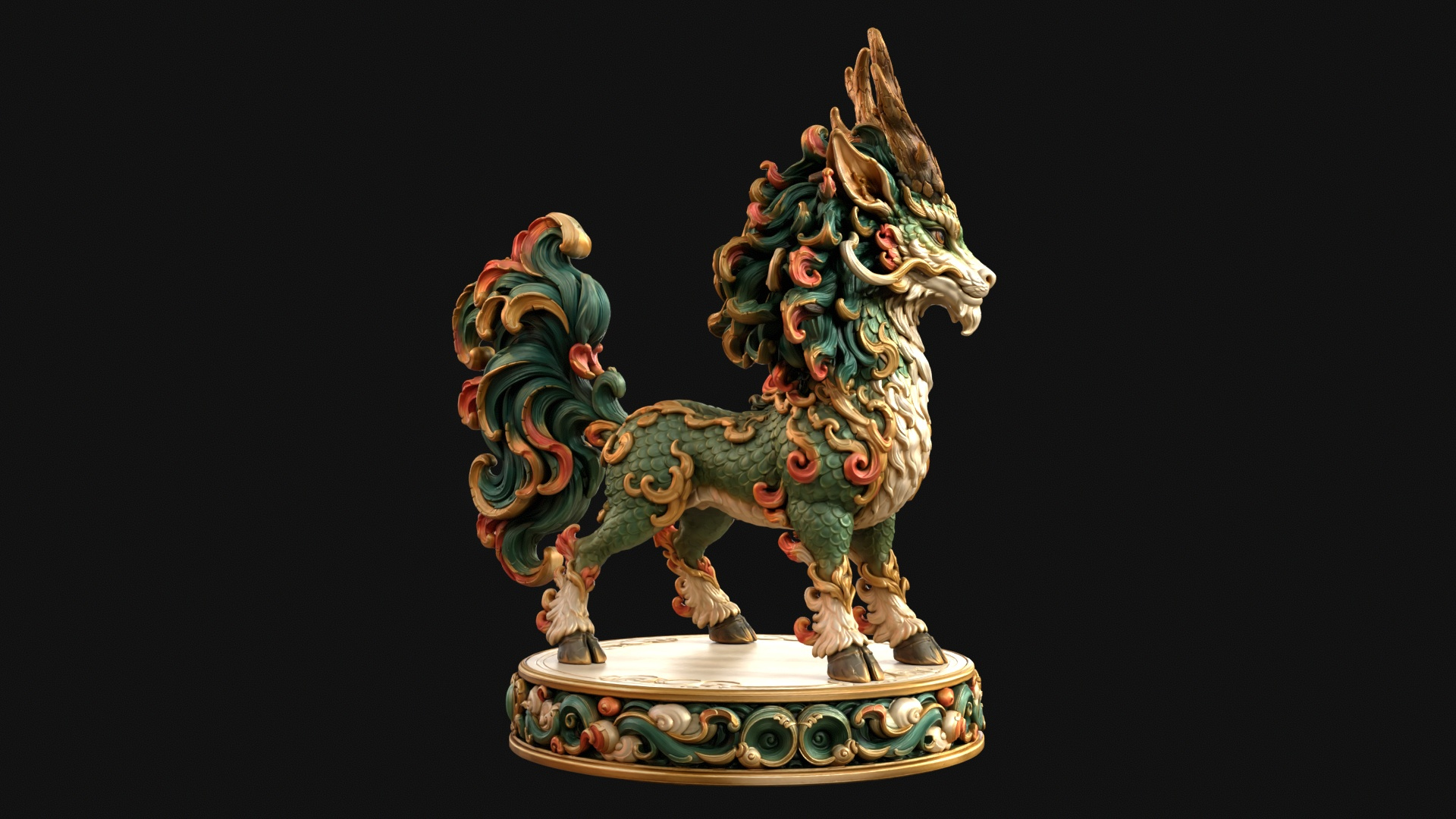 Kirin Mythical Guardian 3D Print Ready Figurine 3D Model