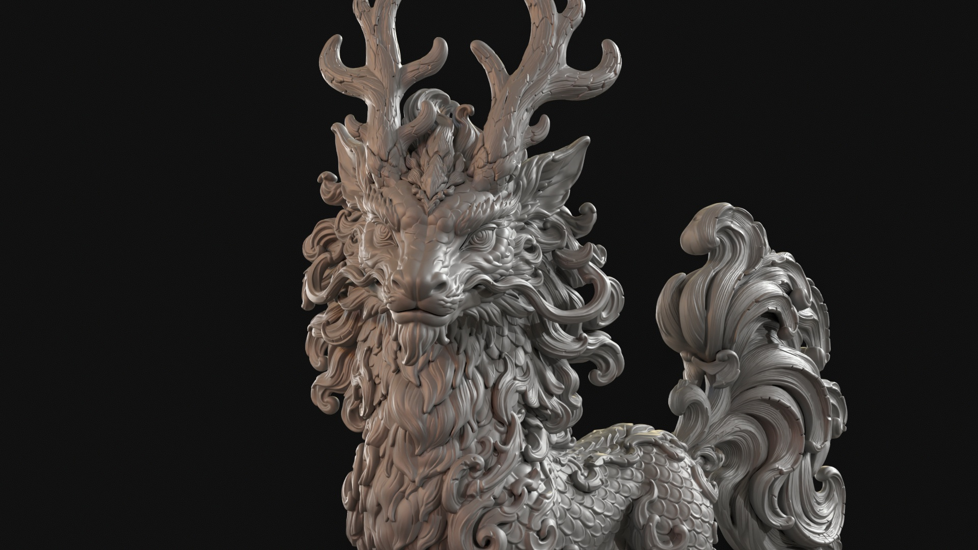 Kirin Mythical Guardian 3D Print Ready Figurine 3D Model