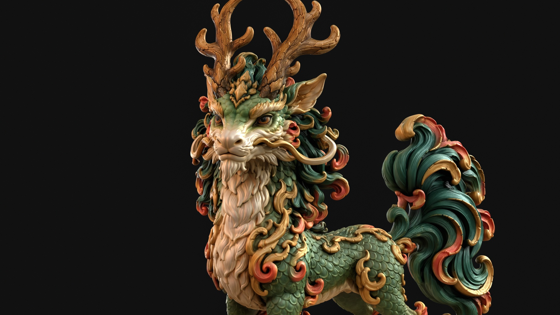 Kirin Mythical Guardian 3D Print Ready Figurine 3D Model