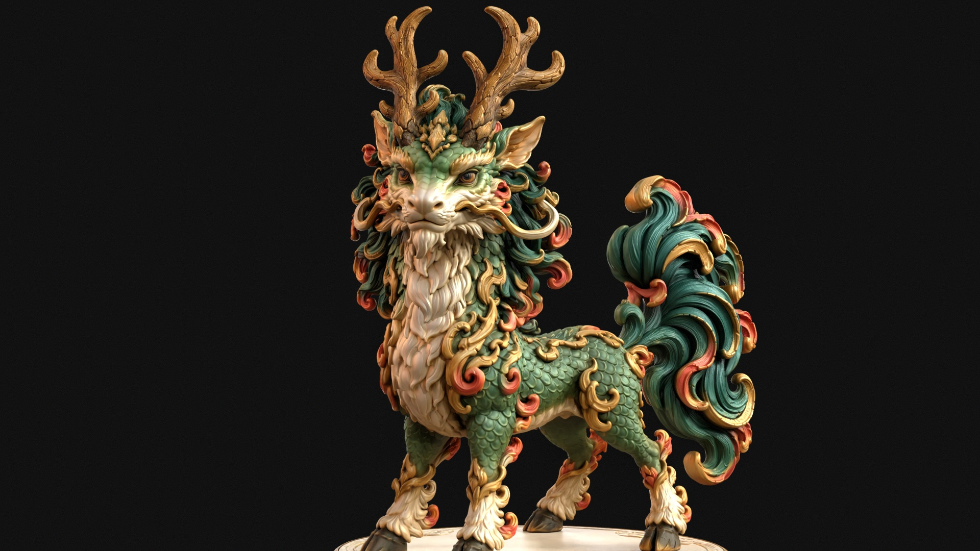 Kirin Mythical Guardian 3D Print Ready Figurine 3D Model