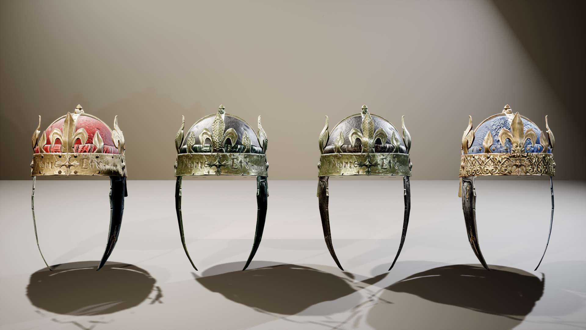 Medieval Fantasy Helmets Pack 3D Model