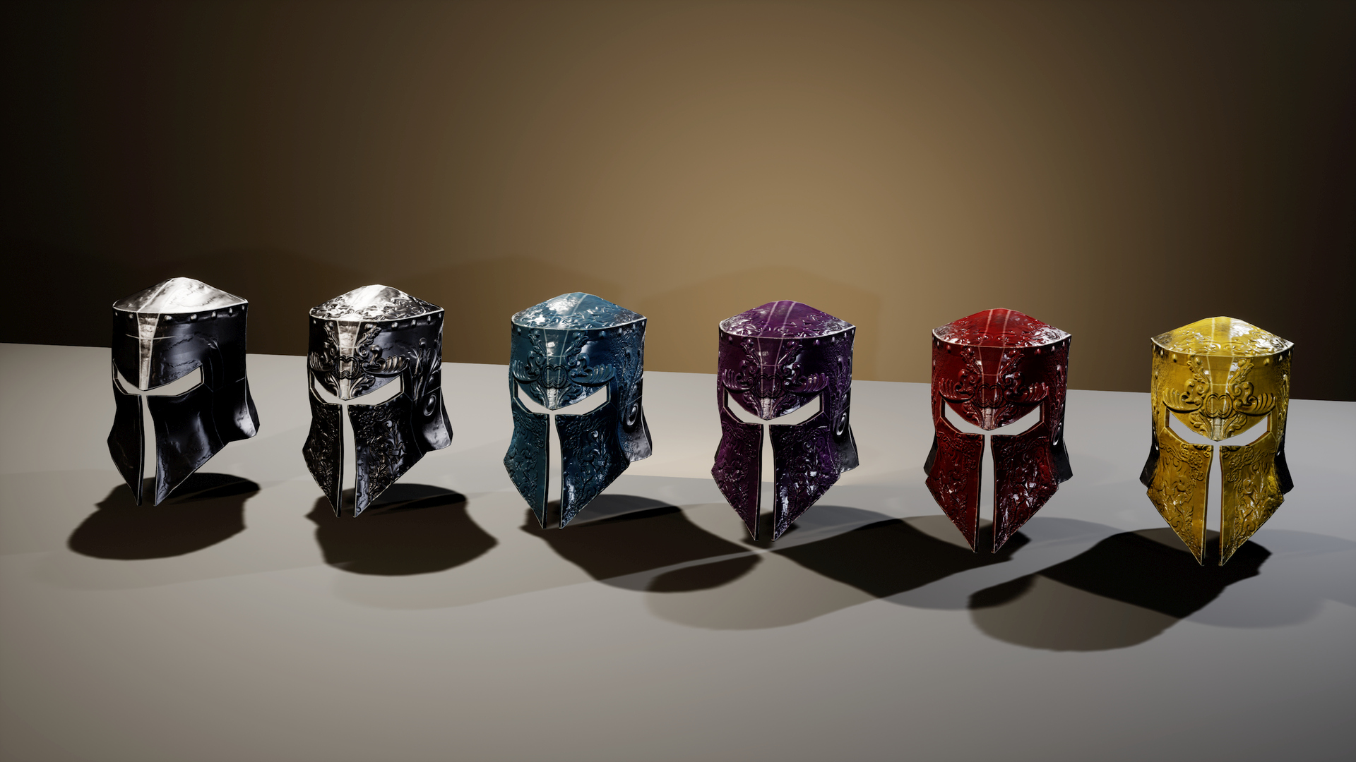 Medieval Fantasy Helmets Pack 3D Model