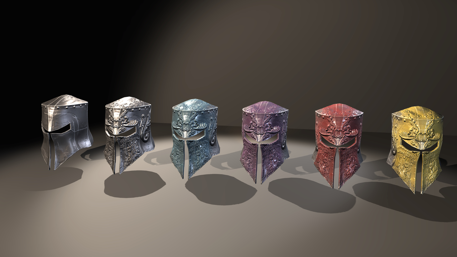 Medieval Fantasy Helmets Pack 3D Model