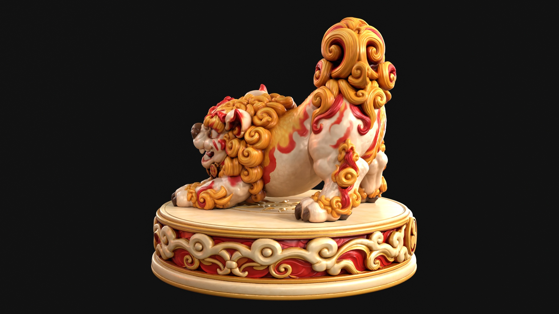 Playful Shisa Guardian Lion 3D Print Ready Figurine 3D Model