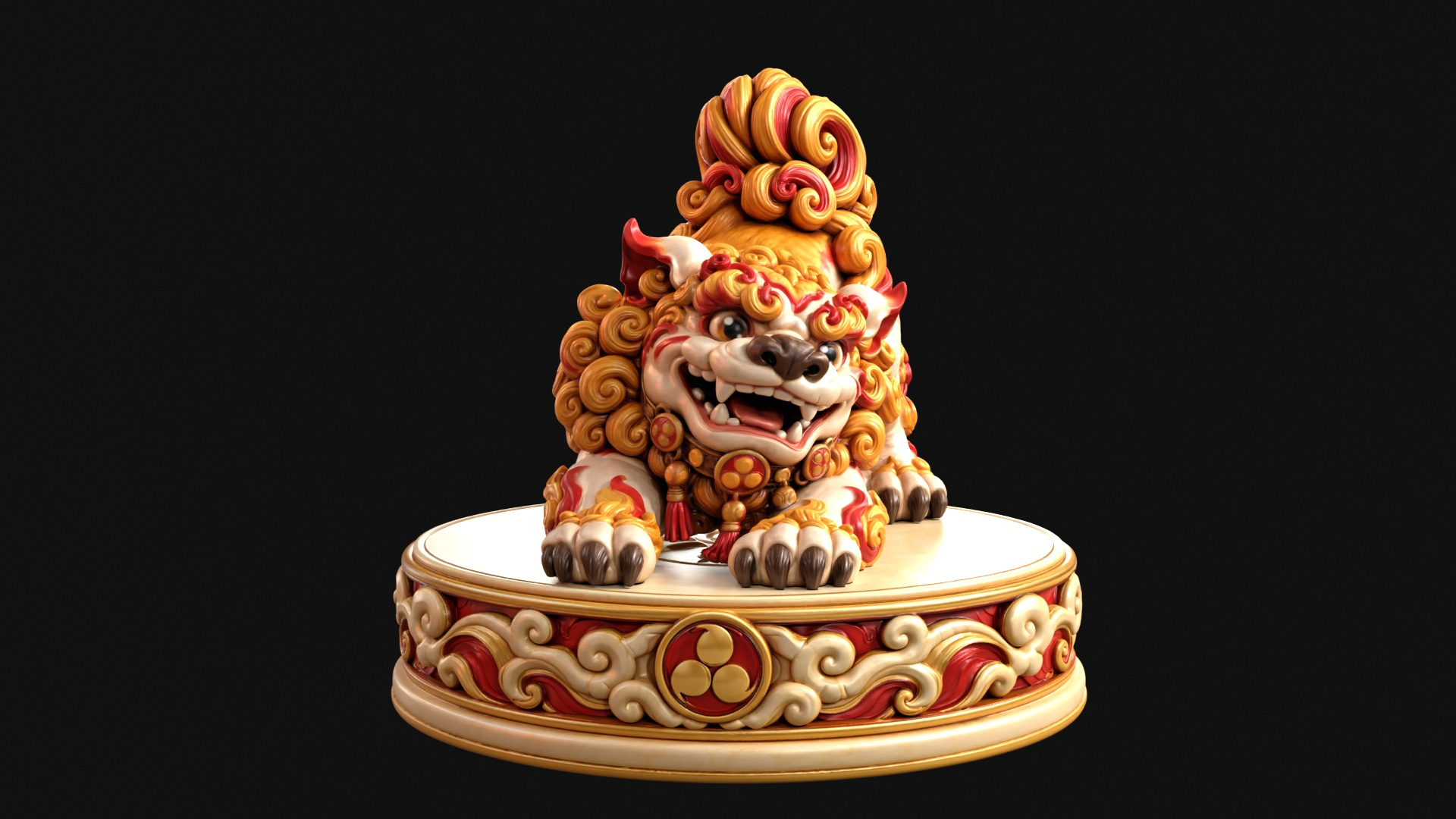 Playful Shisa Guardian Lion 3D Print Ready Figurine 3D Model