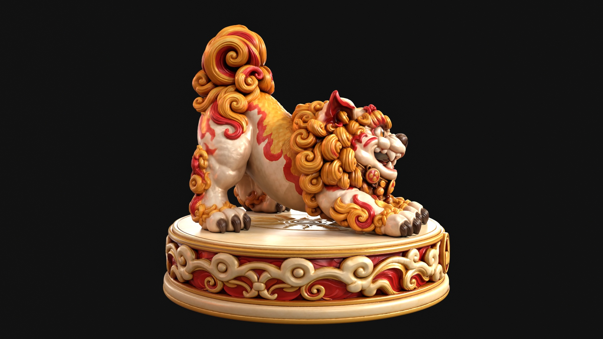 Playful Shisa Guardian Lion 3D Print Ready Figurine 3D Model