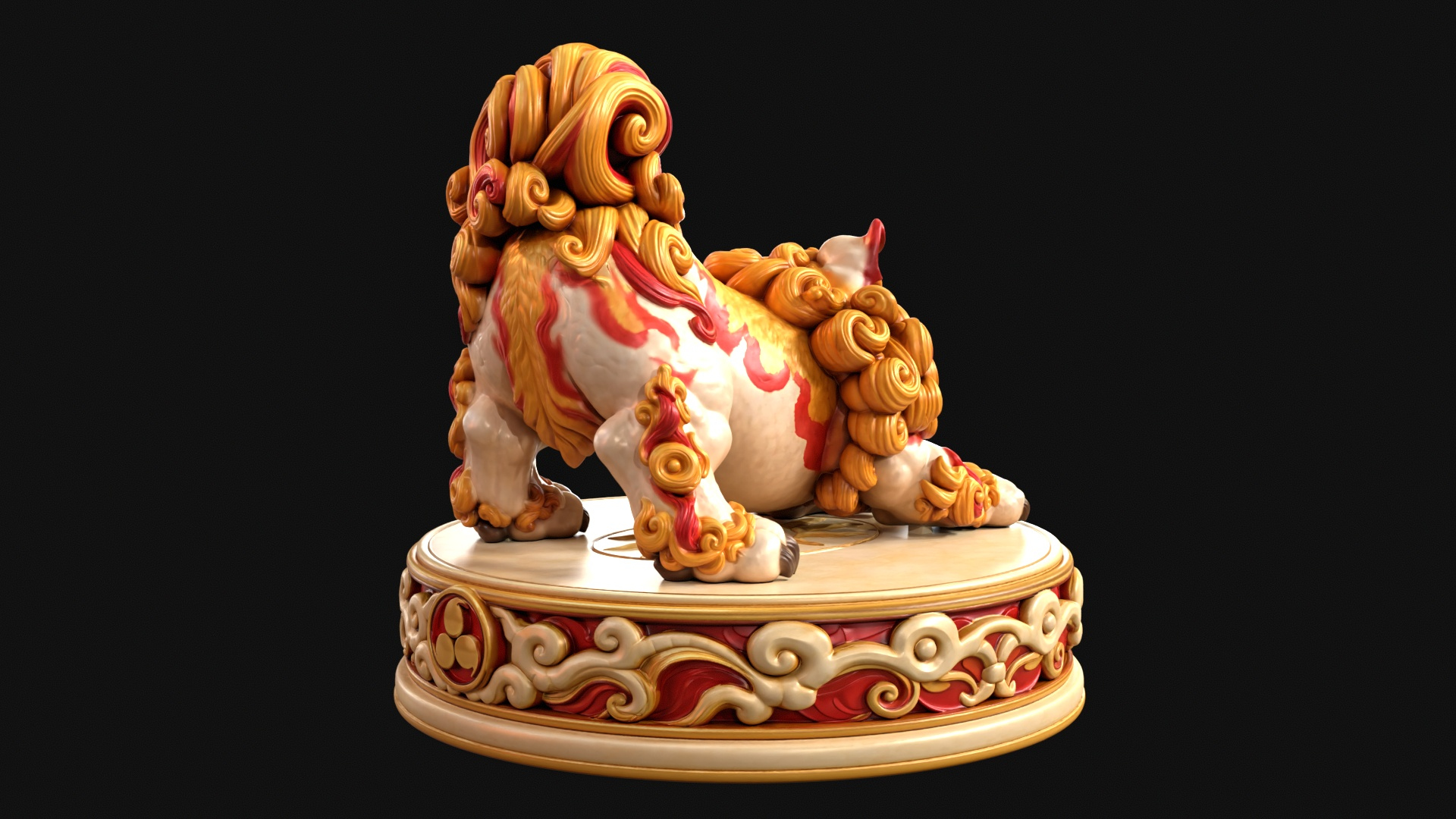 Playful Shisa Guardian Lion 3D Print Ready Figurine 3D Model
