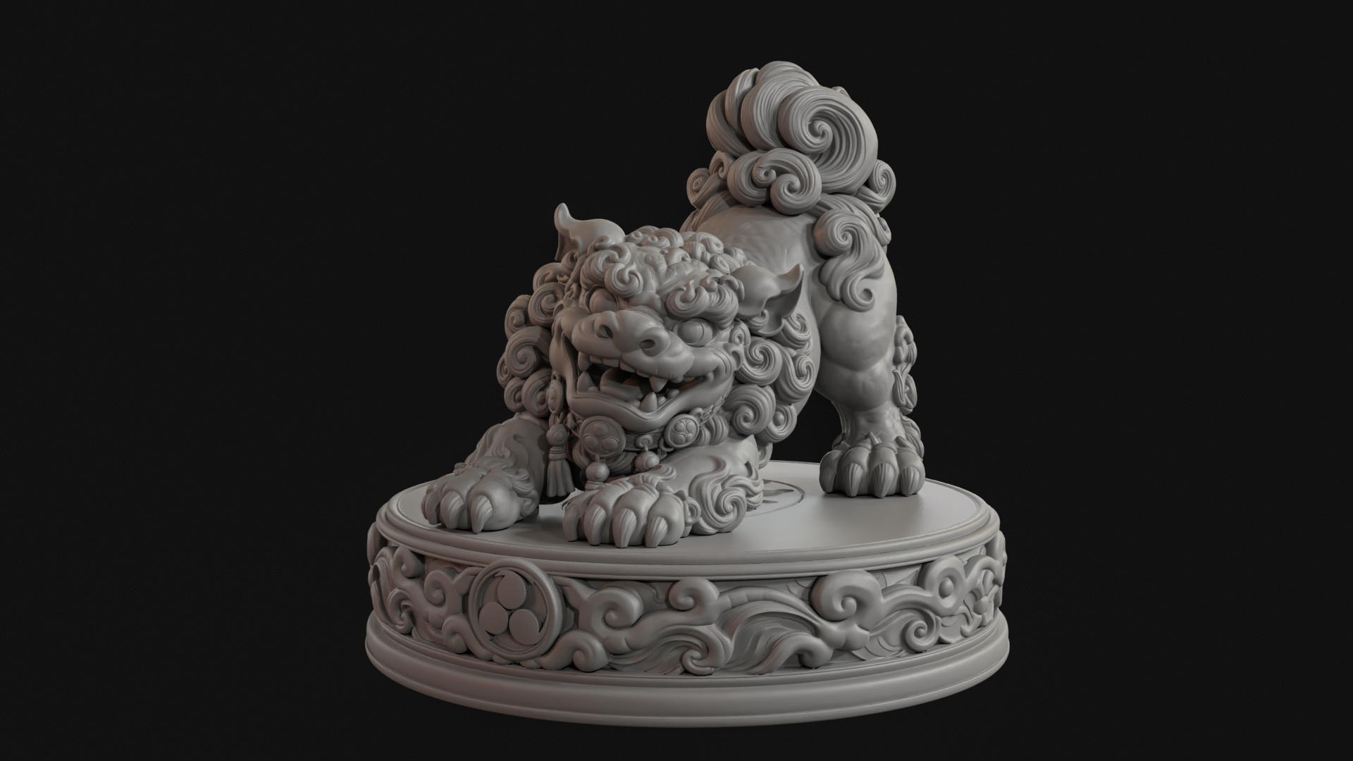 Playful Shisa Guardian Lion 3D Print Ready Figurine 3D Model