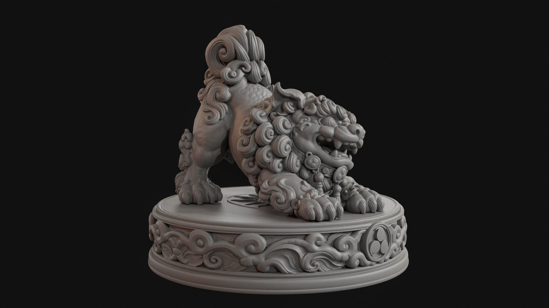 Playful Shisa Guardian Lion 3D Print Ready Figurine 3D Model