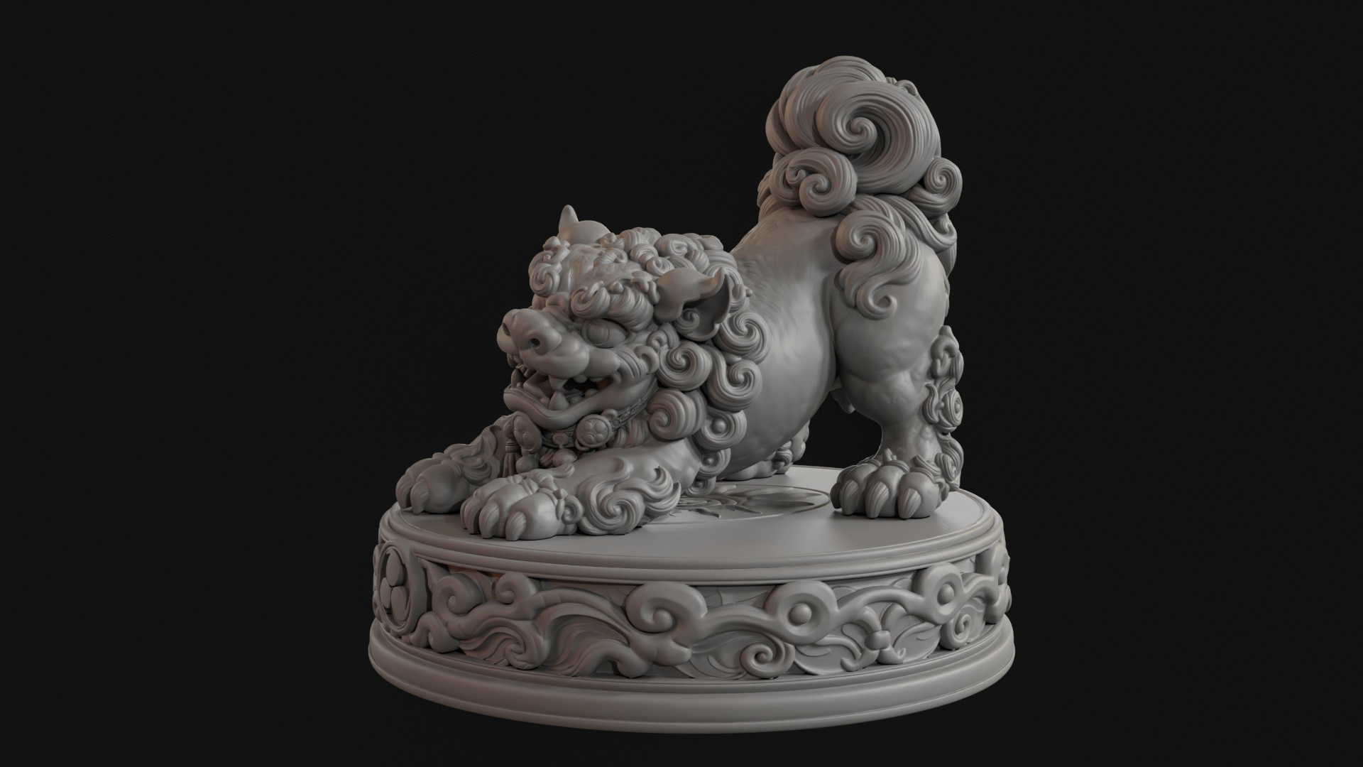 Playful Shisa Guardian Lion 3D Print Ready Figurine 3D Model