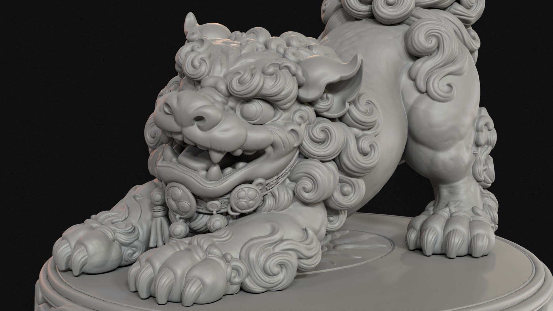 Playful Shisa Guardian Lion 3D Print Ready Figurine 3D Model