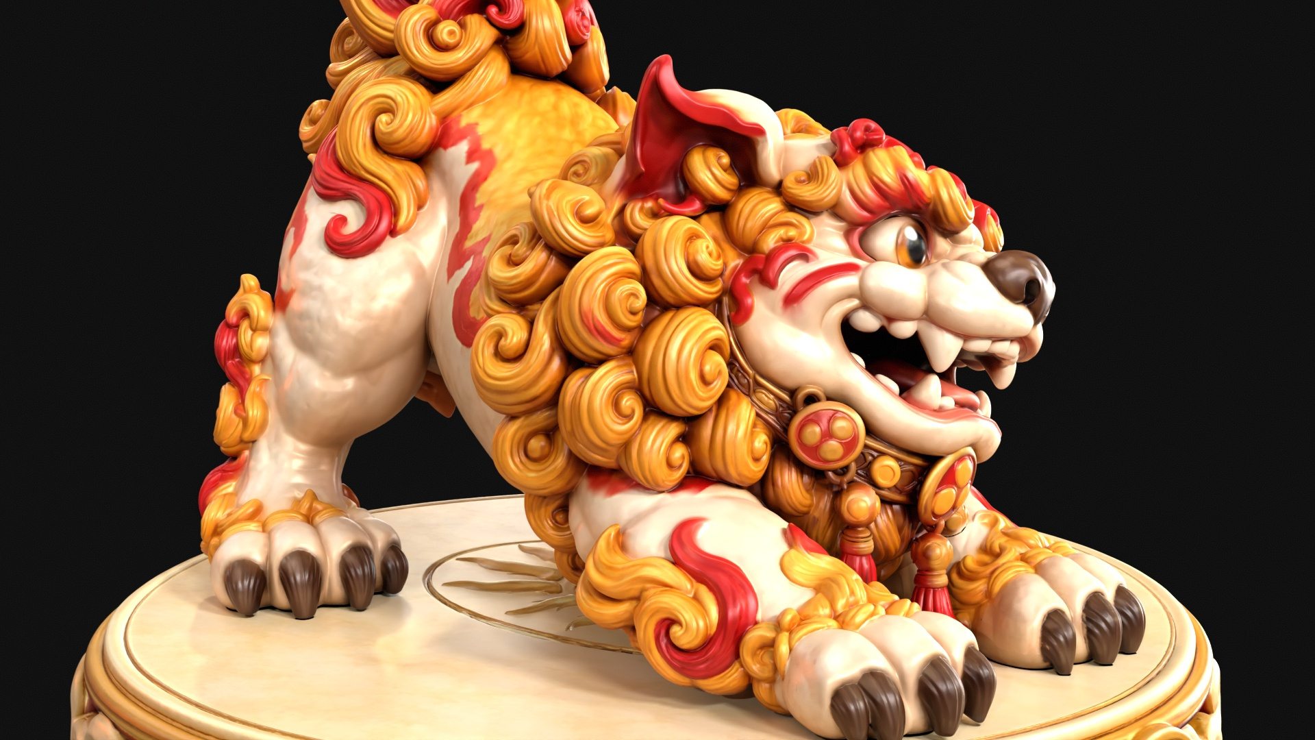 Playful Shisa Guardian Lion 3D Print Ready Figurine 3D Model