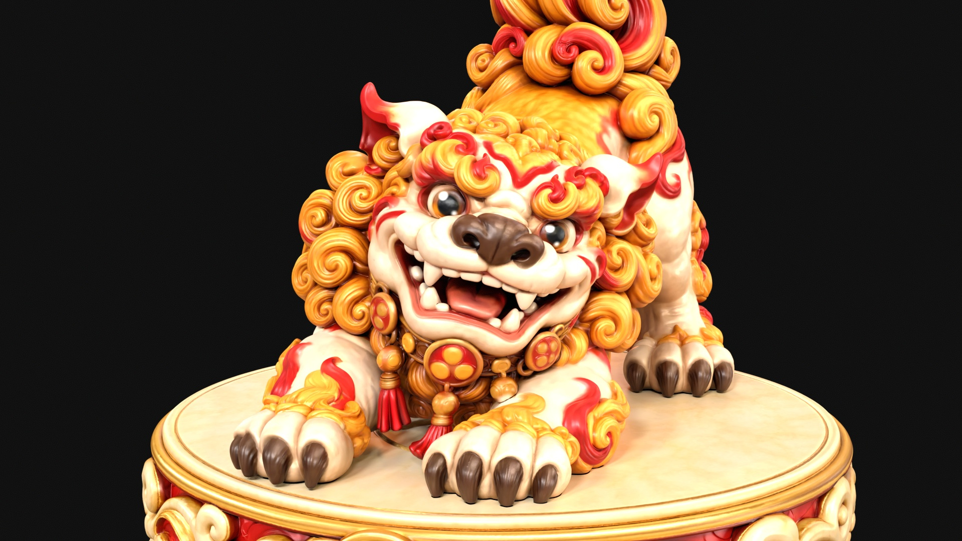 Playful Shisa Guardian Lion 3D Print Ready Figurine 3D Model