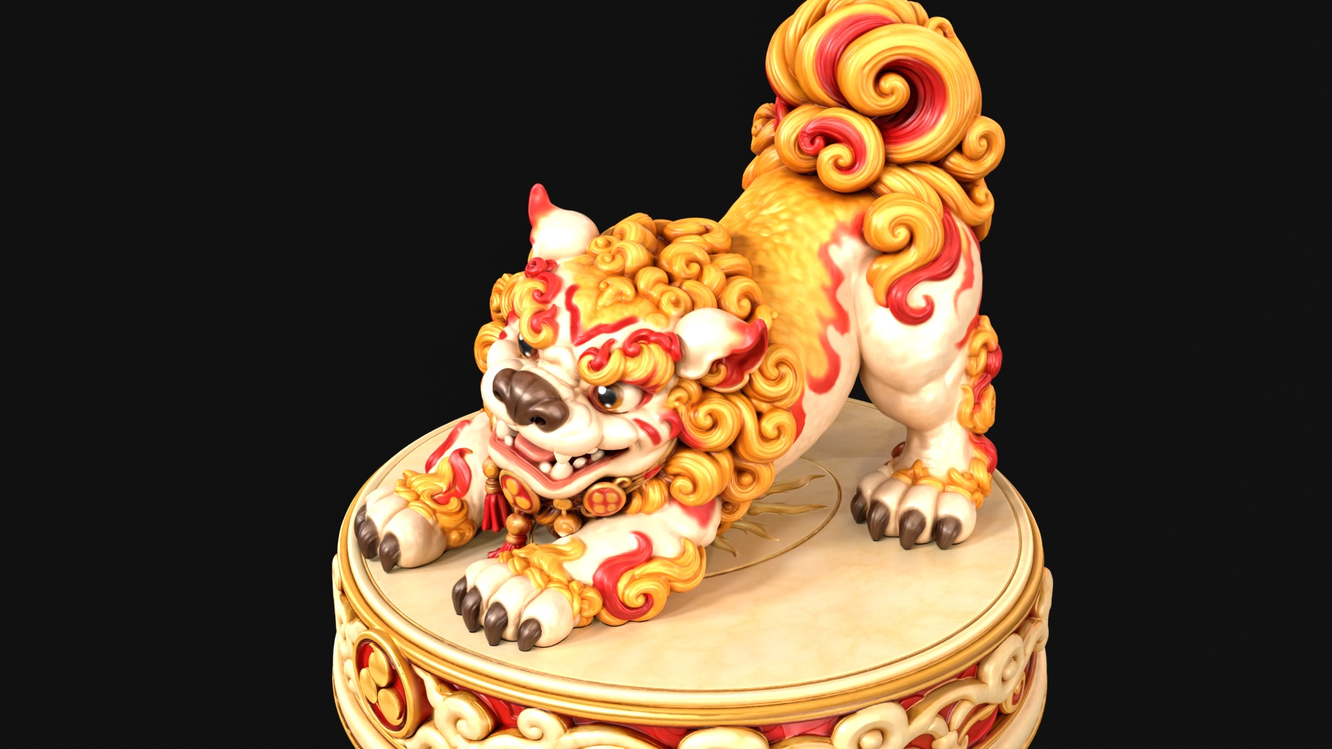 Playful Shisa Guardian Lion 3D Print Ready Figurine 3D Model