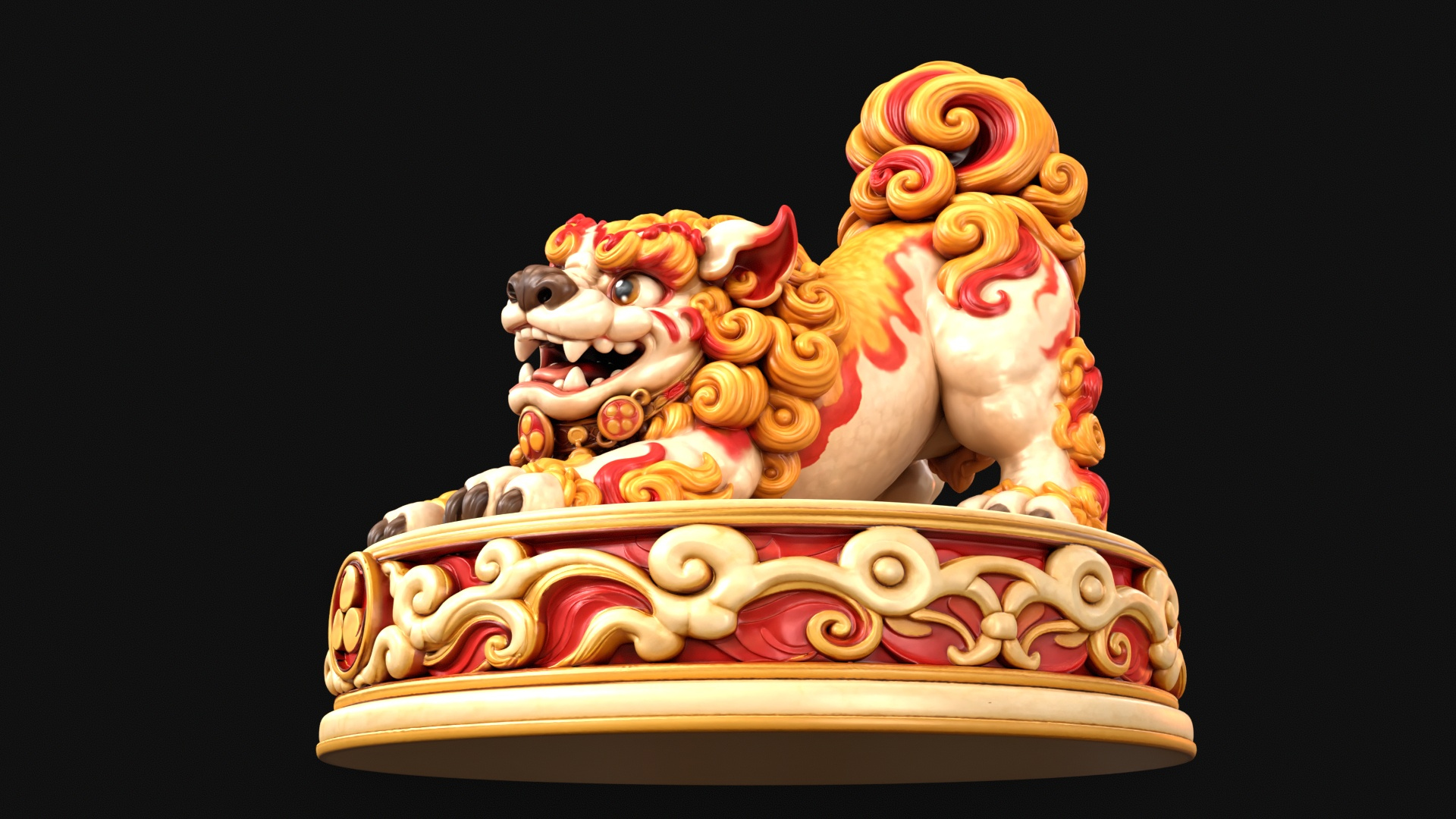 Playful Shisa Guardian Lion 3D Print Ready Figurine 3D Model