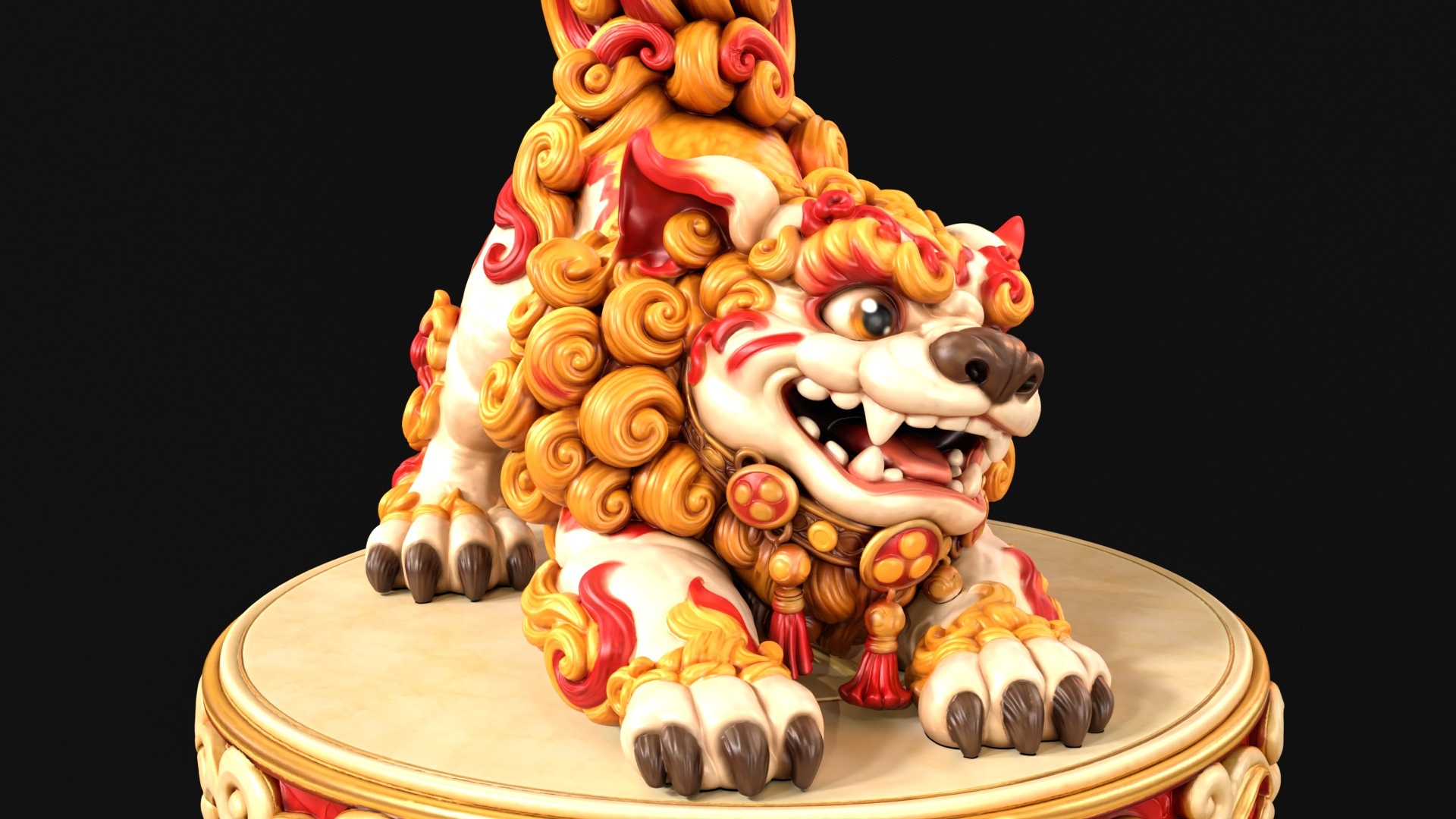 Playful Shisa Guardian Lion 3D Print Ready Figurine 3D Model
