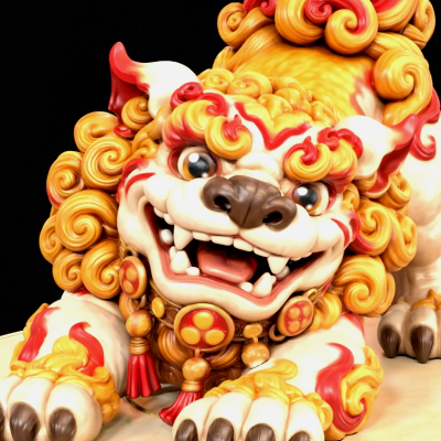 Playful Shisa Guardian Lion 3D Print Ready Figurine