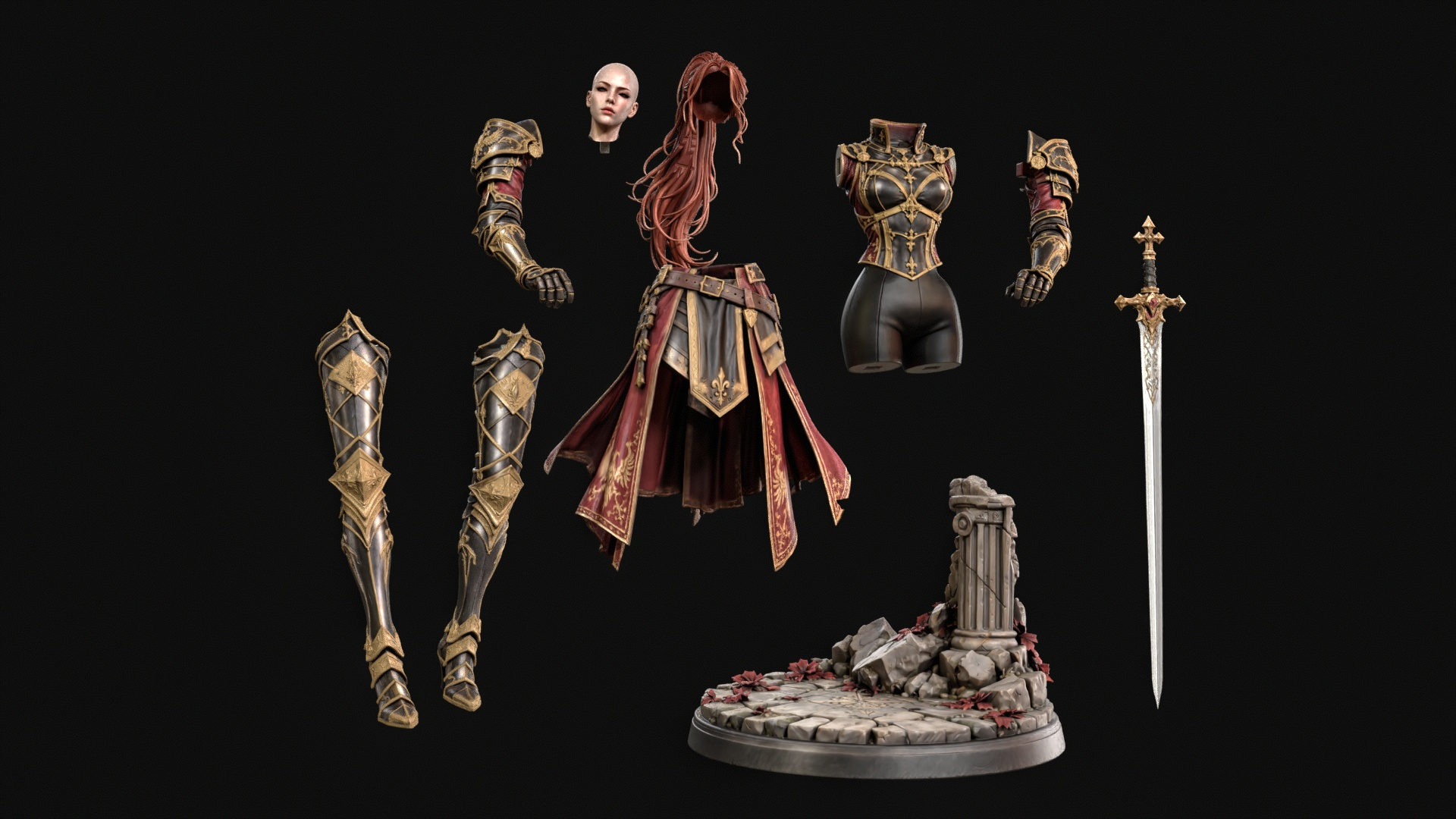 Samurai Woman 3D Print Ready Figurine 3D Model