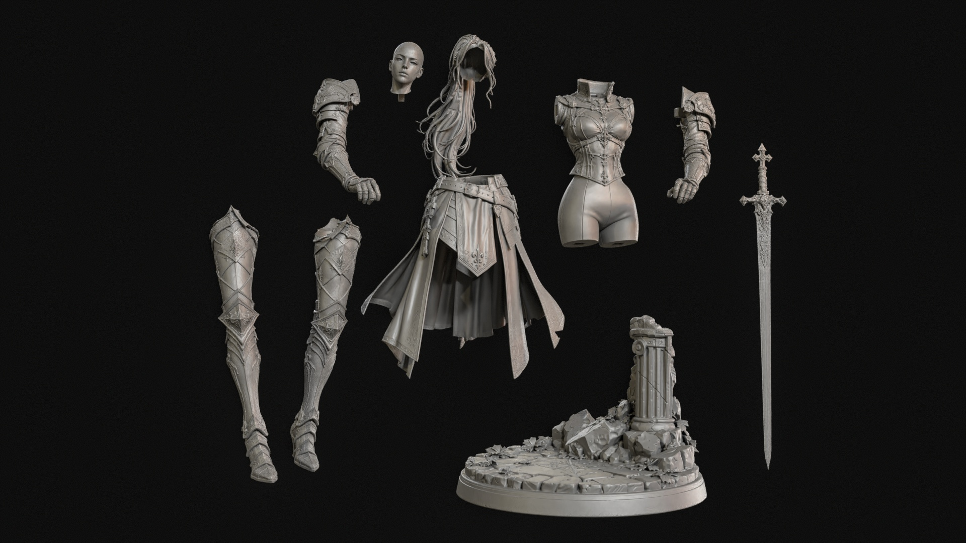 Samurai Woman 3D Print Ready Figurine 3D Model