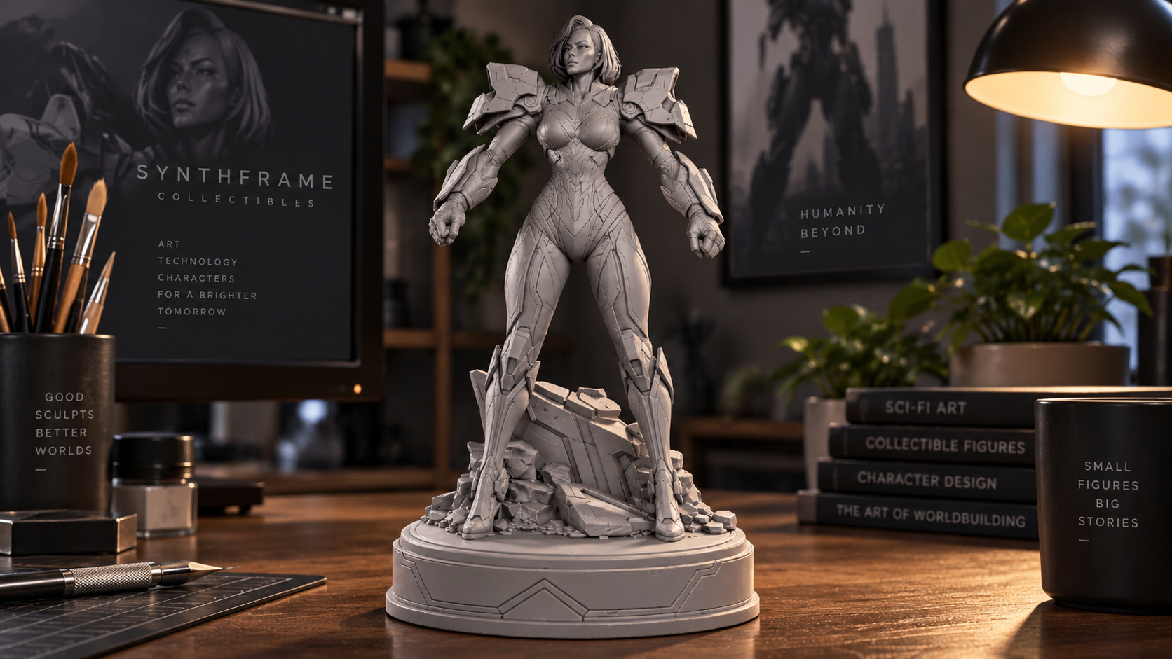 Sci-Fi Armor Woman 3D Print Ready Figurine 3D Model