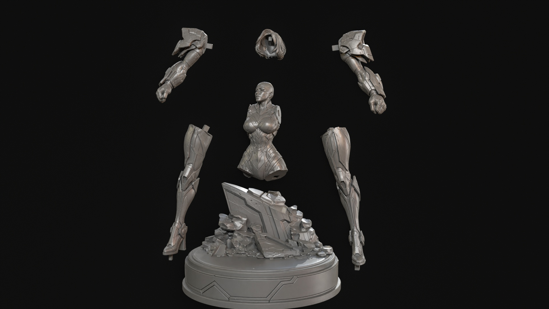 Sci-Fi Armor Woman 3D Print Ready Figurine 3D Model