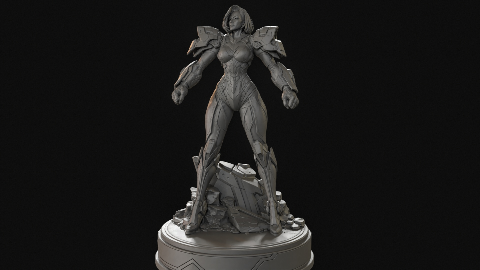 Sci-Fi Armor Woman 3D Print Ready Figurine 3D Model