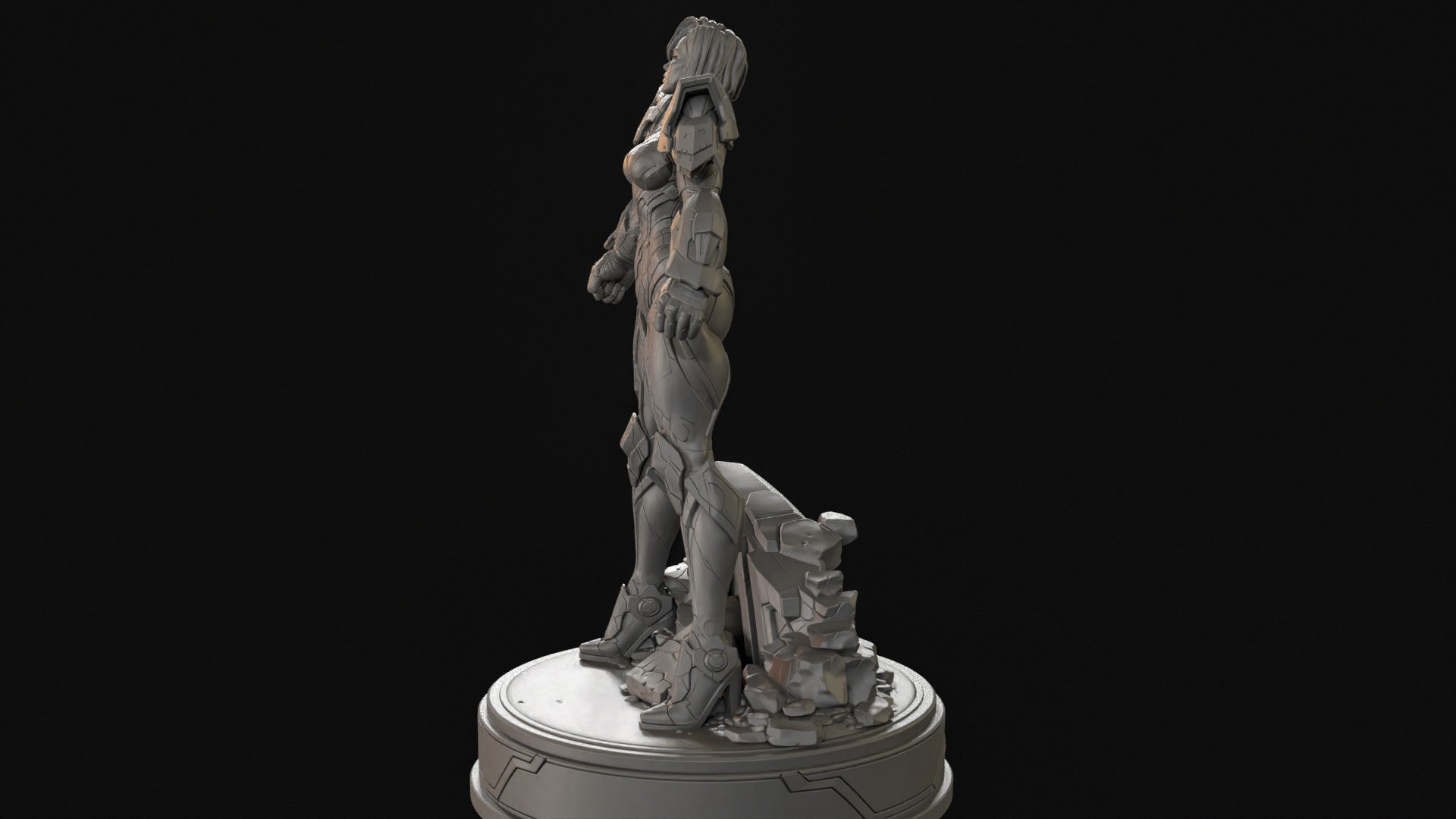 Sci-Fi Armor Woman 3D Print Ready Figurine 3D Model