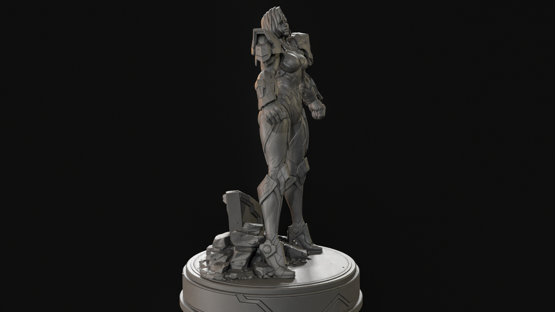 Sci-Fi Armor Woman 3D Print Ready Figurine 3D Model
