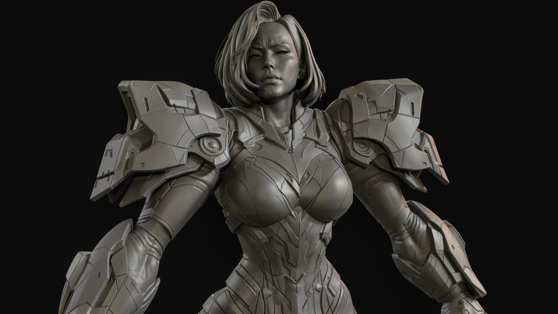 Sci-Fi Armor Woman 3D Print Ready Figurine 3D Model