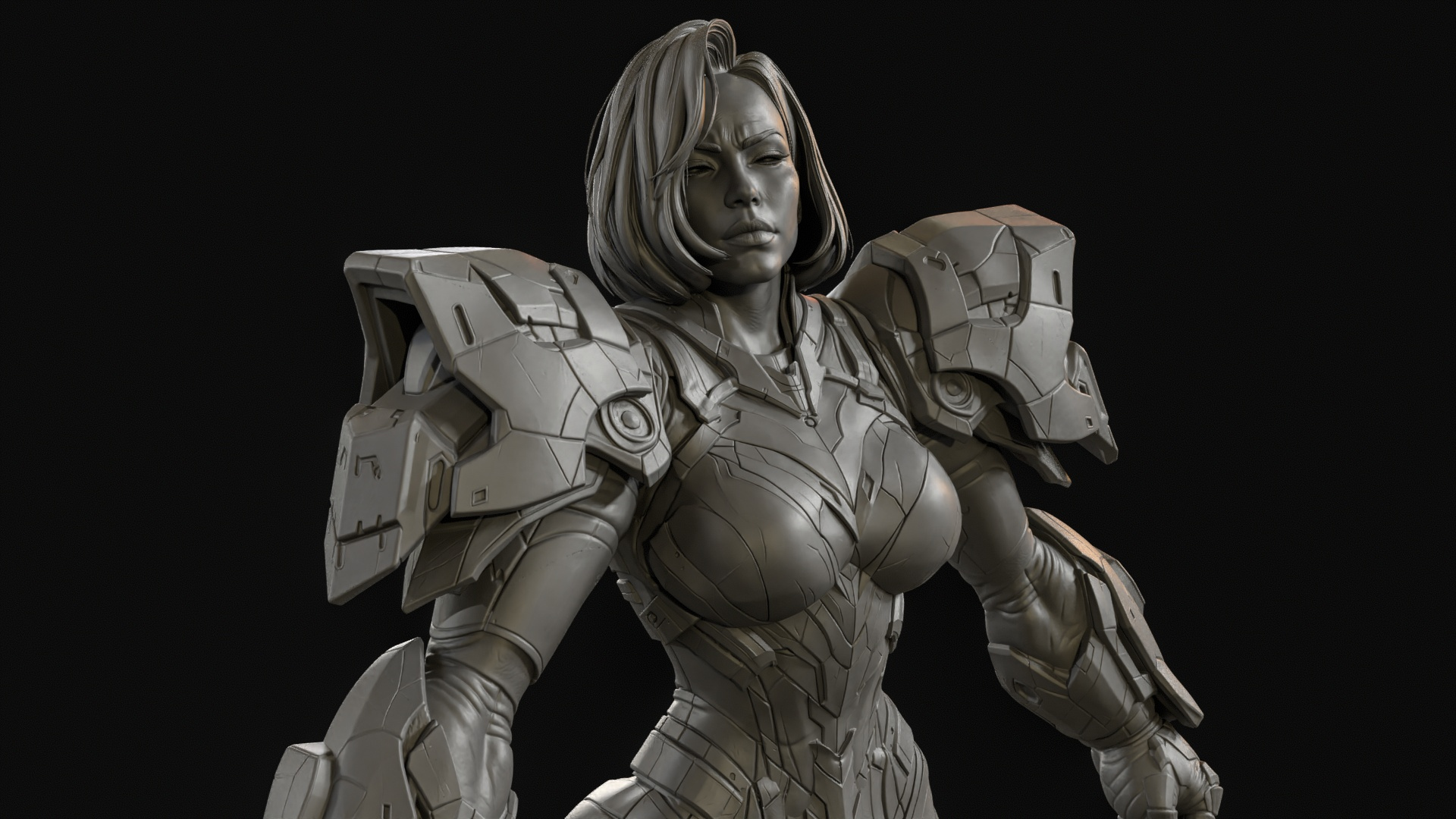 Sci-Fi Armor Woman 3D Print Ready Figurine 3D Model