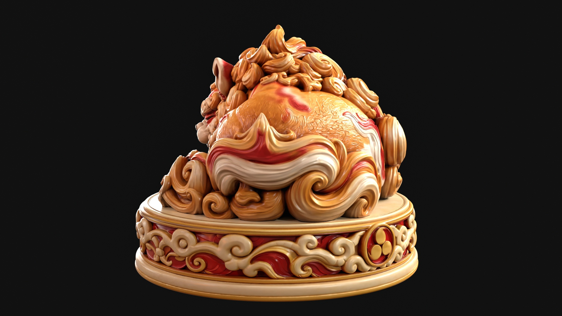 Sleeping Shisa Guardian Lion 3D Print Ready Figurine 3D Model