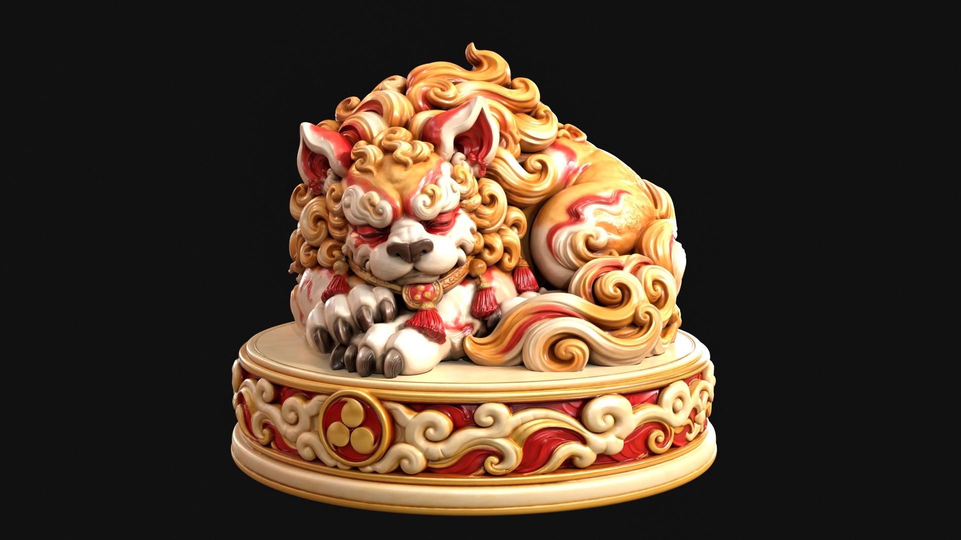 Sleeping Shisa Guardian Lion 3D Print Ready Figurine 3D Model