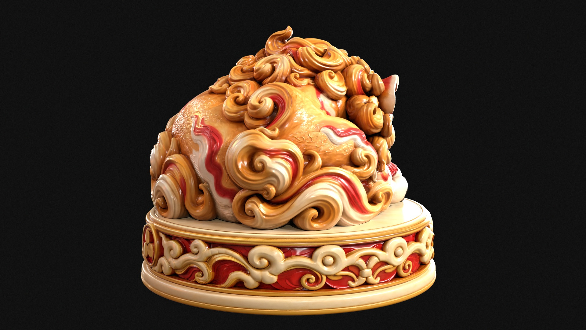 Sleeping Shisa Guardian Lion 3D Print Ready Figurine 3D Model