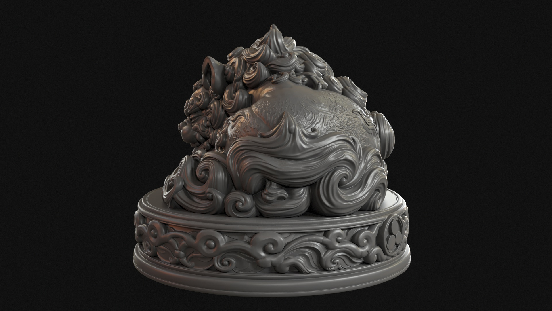 Sleeping Shisa Guardian Lion 3D Print Ready Figurine 3D Model