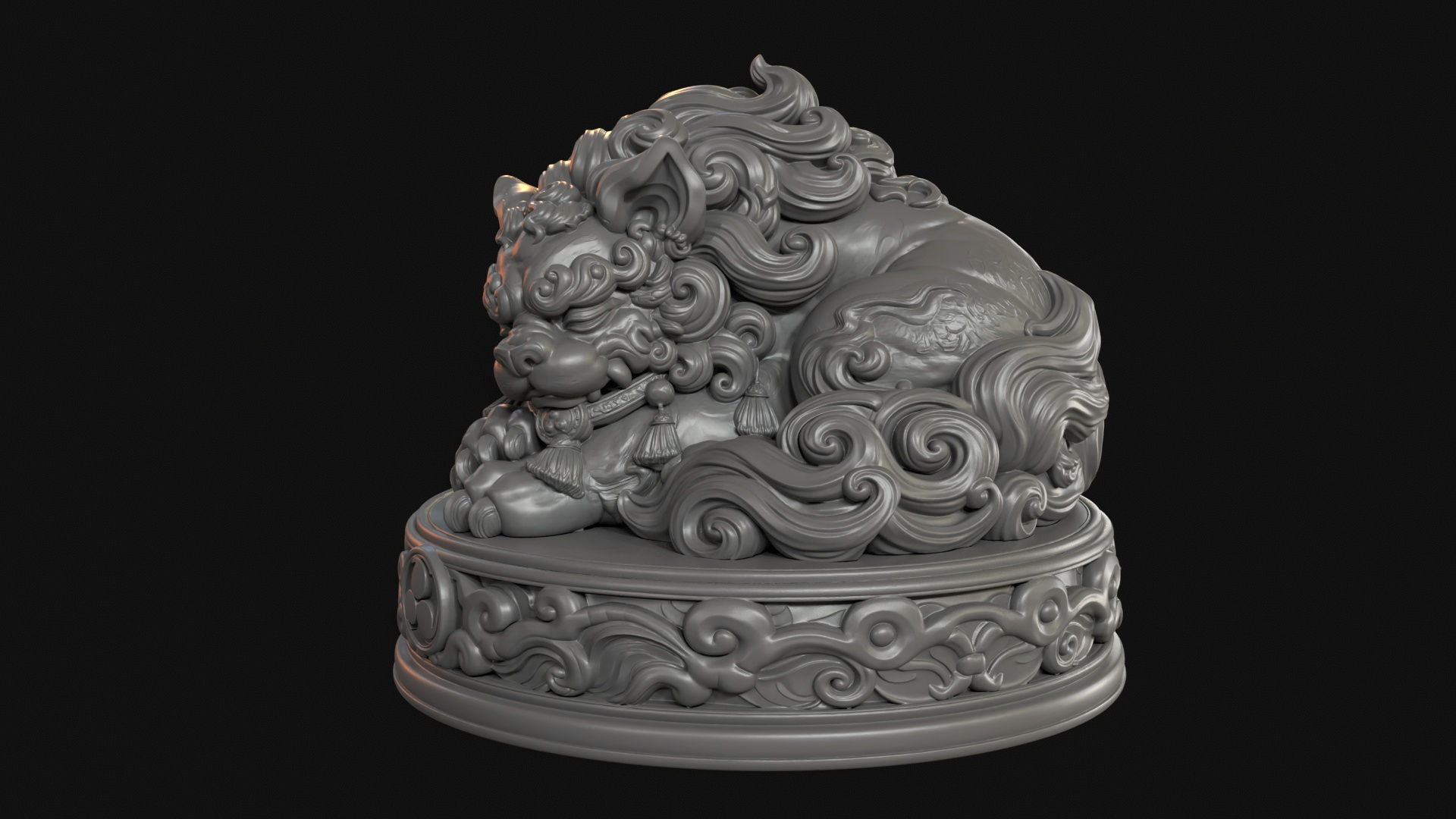 Sleeping Shisa Guardian Lion 3D Print Ready Figurine 3D Model