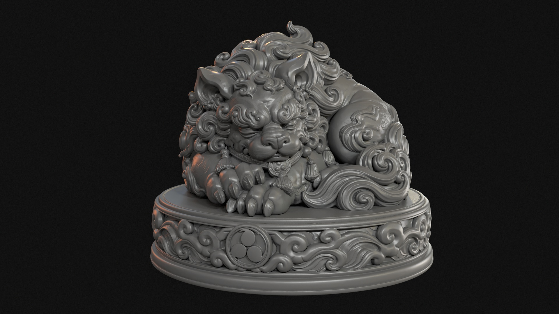 Sleeping Shisa Guardian Lion 3D Print Ready Figurine 3D Model