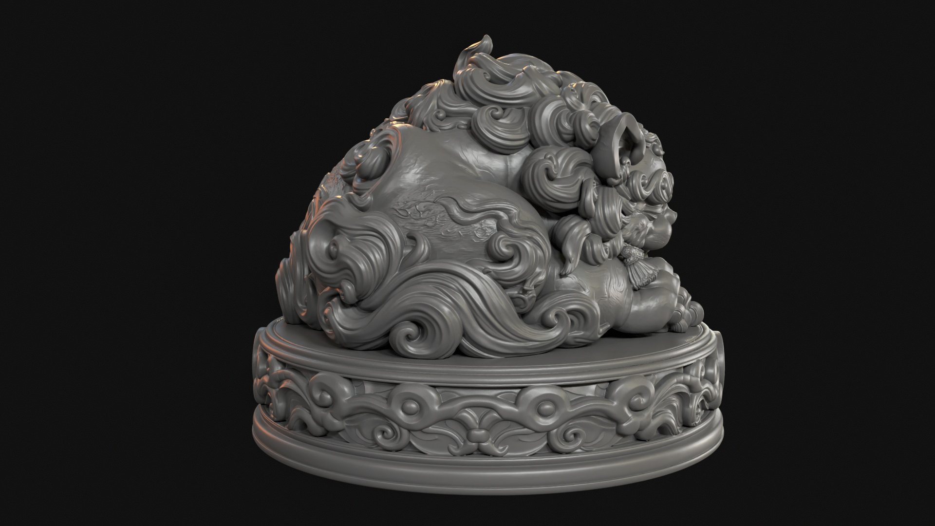 Sleeping Shisa Guardian Lion 3D Print Ready Figurine 3D Model
