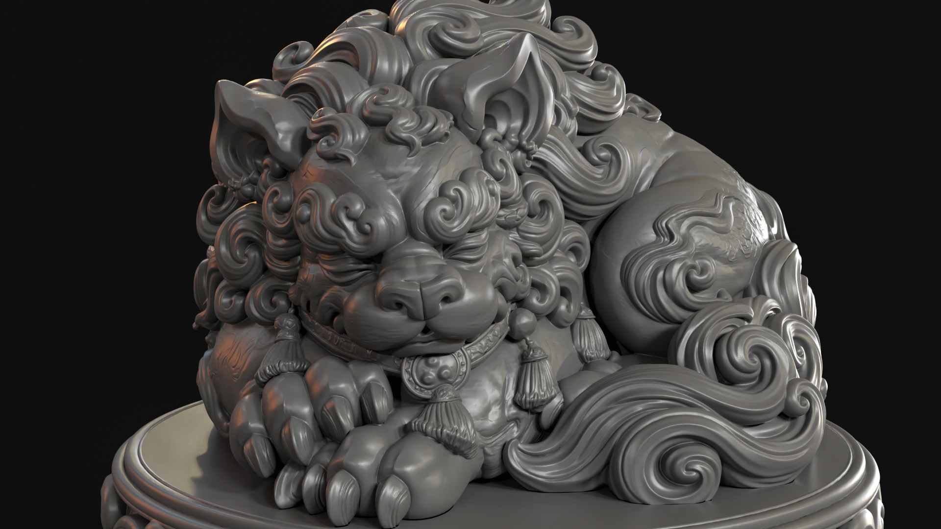 Sleeping Shisa Guardian Lion 3D Print Ready Figurine 3D Model