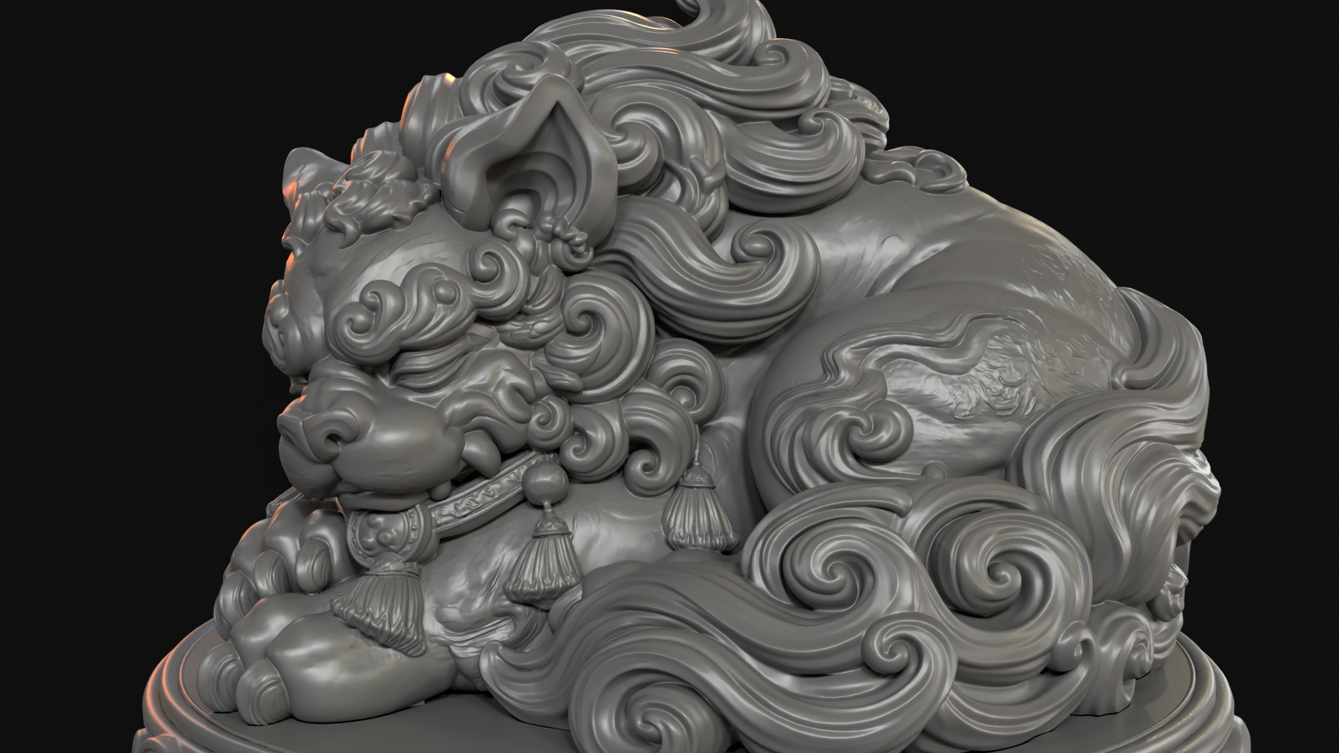 Sleeping Shisa Guardian Lion 3D Print Ready Figurine 3D Model
