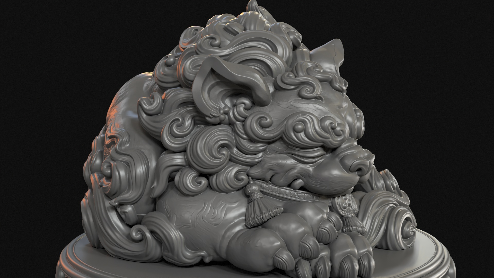 Sleeping Shisa Guardian Lion 3D Print Ready Figurine 3D Model